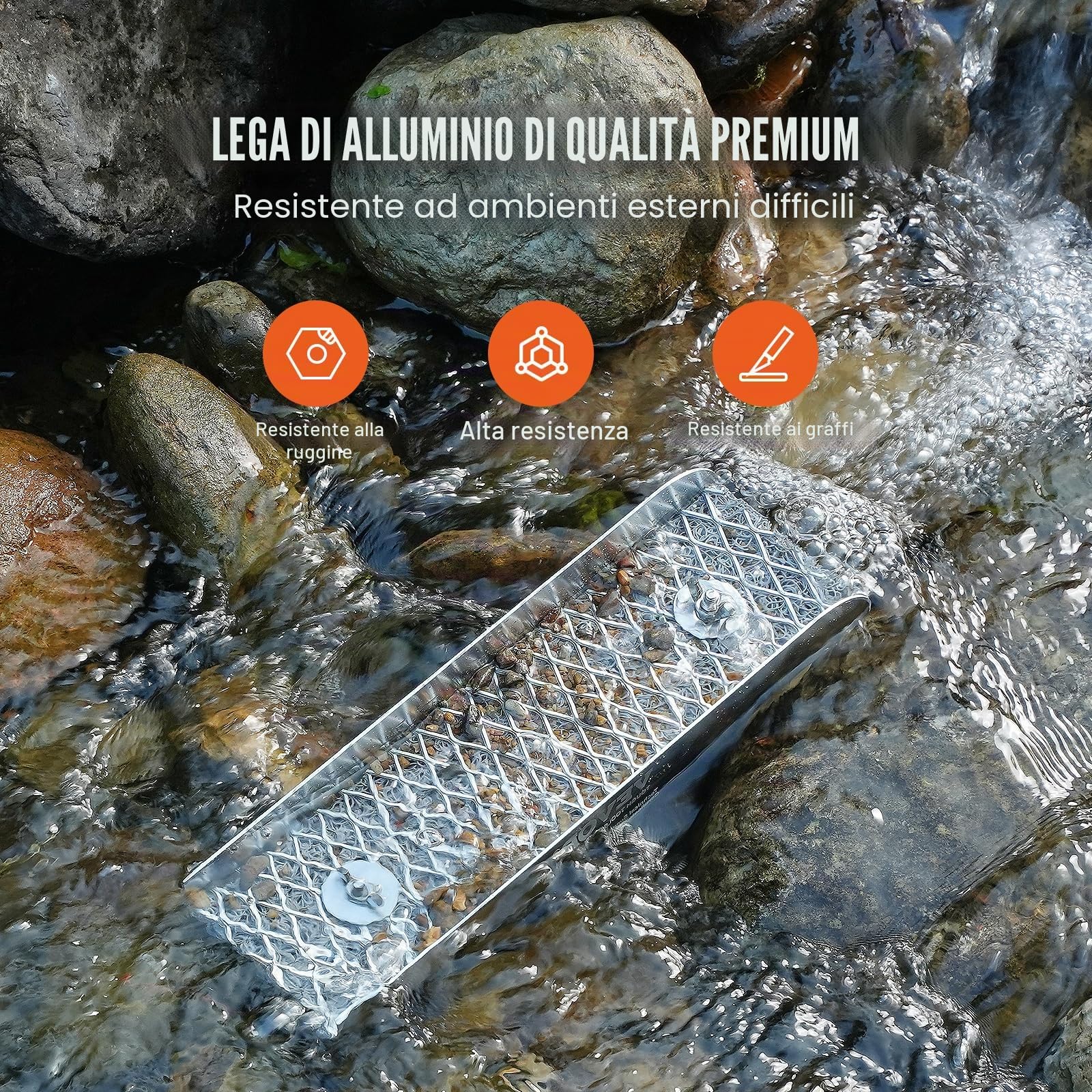 VEVOR Kit per Ricerca dell'Oro Mini Cassetta di Sicurezza, Attrezzatura per l'Estrazione d'Oro in Alluminio da 12 Pollici, Kit Pentola per Ricerca dell'Oro da 16 Pezzi Accessori Completi 8,9x30,48 cm