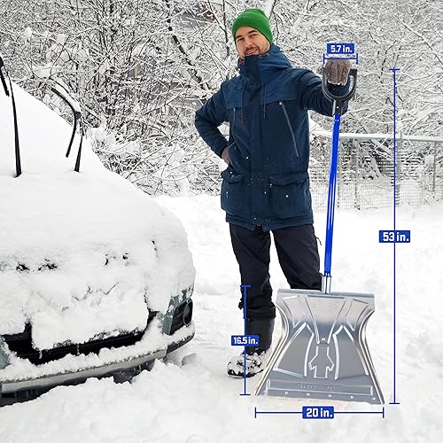 Miniatura 4 de Snow Joe SNJ20A-ERG - Pala de nieve ergonómica de aluminio resistente con tira de desgaste de acero y mango de agarre en D