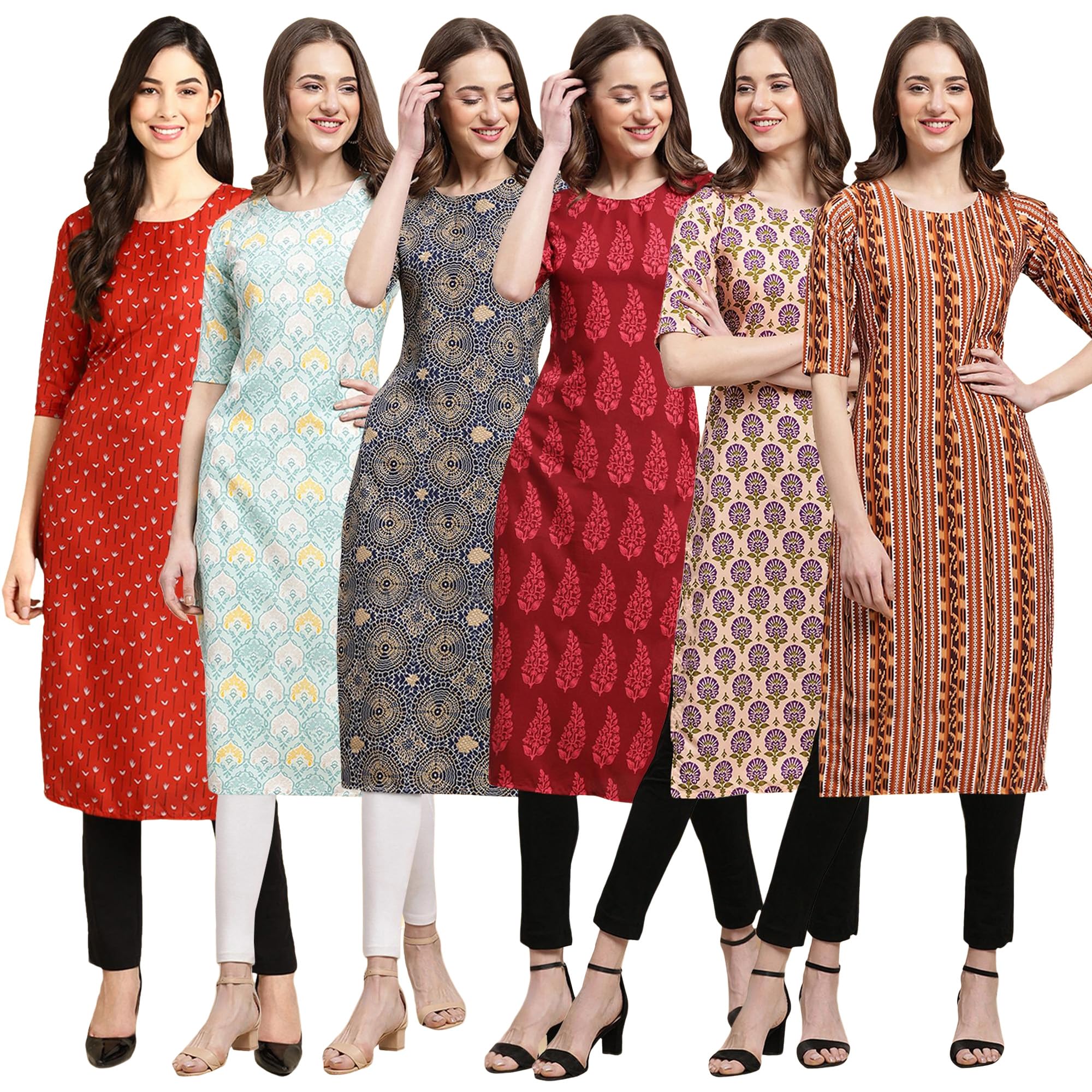 Pinkmint Women's Crepe Solid Regular Kurti (Ks01_Multicolor6