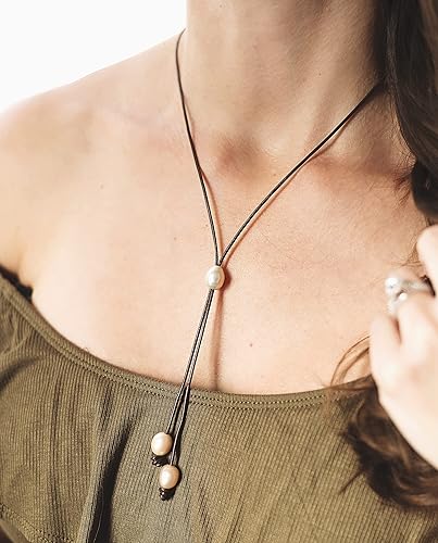 Miniatura 2 de Pearl Leather Lariat Necklace