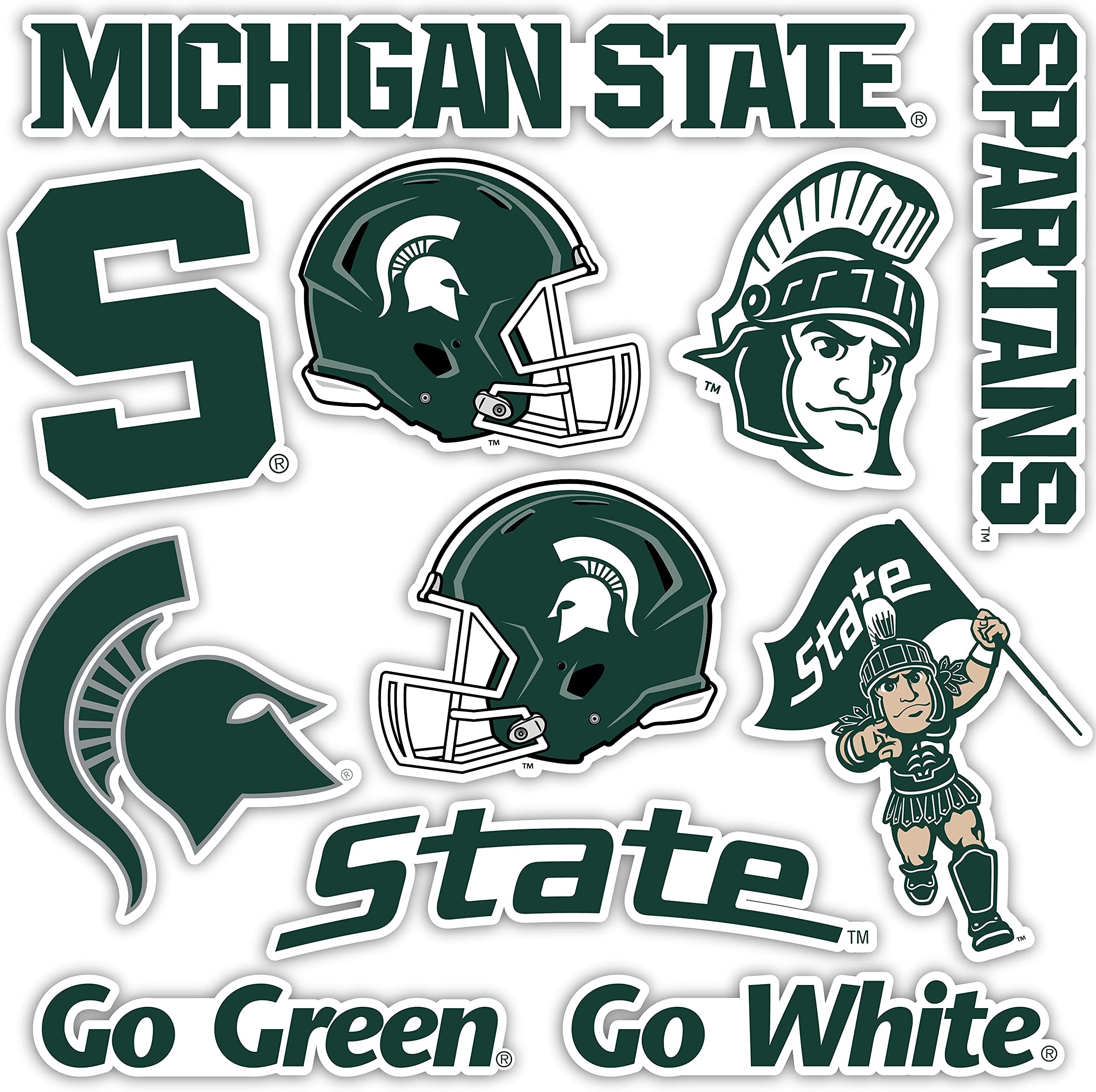 Michigan State University Sticker Spartans MSU Sticker Vinyl Decals Laptop Water Bottle Car Scrapbook Sheet T2 (Type 2)
