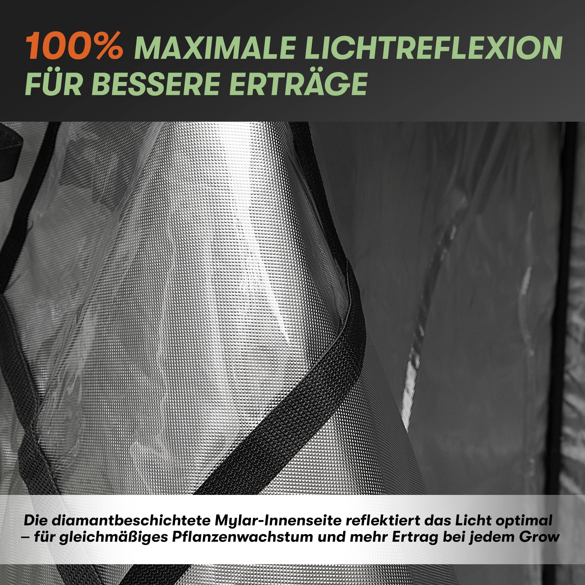 Grow Zelt 1680D Stoff Diamant reflektierende Innenseite Stärkste Reißverschlüsse EZ-View Fenster Grow Box 70x70x180cm