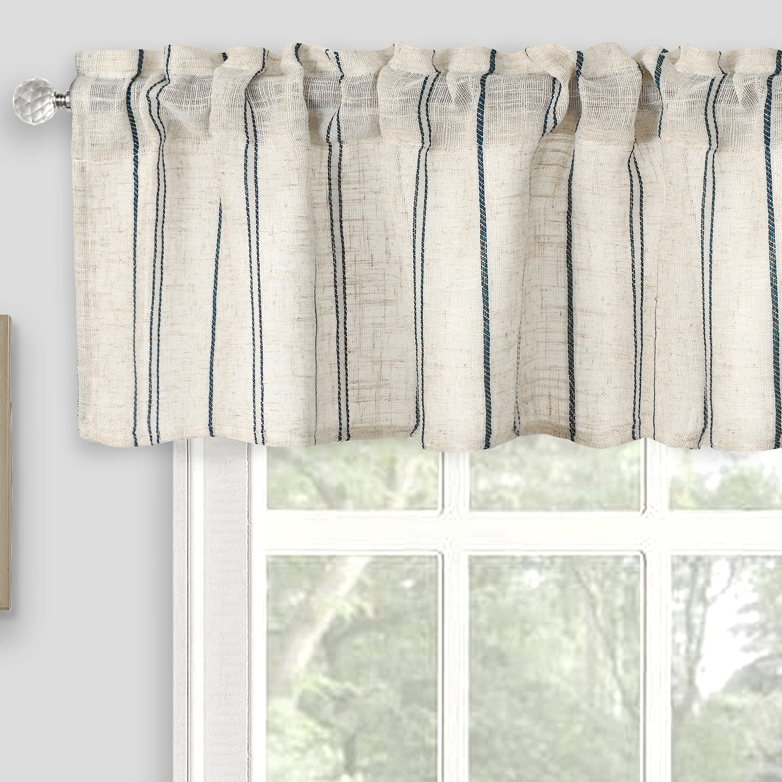 Inselnwald Striped Valance for Windows Linen Textured Valances Curtains for Kitchen
