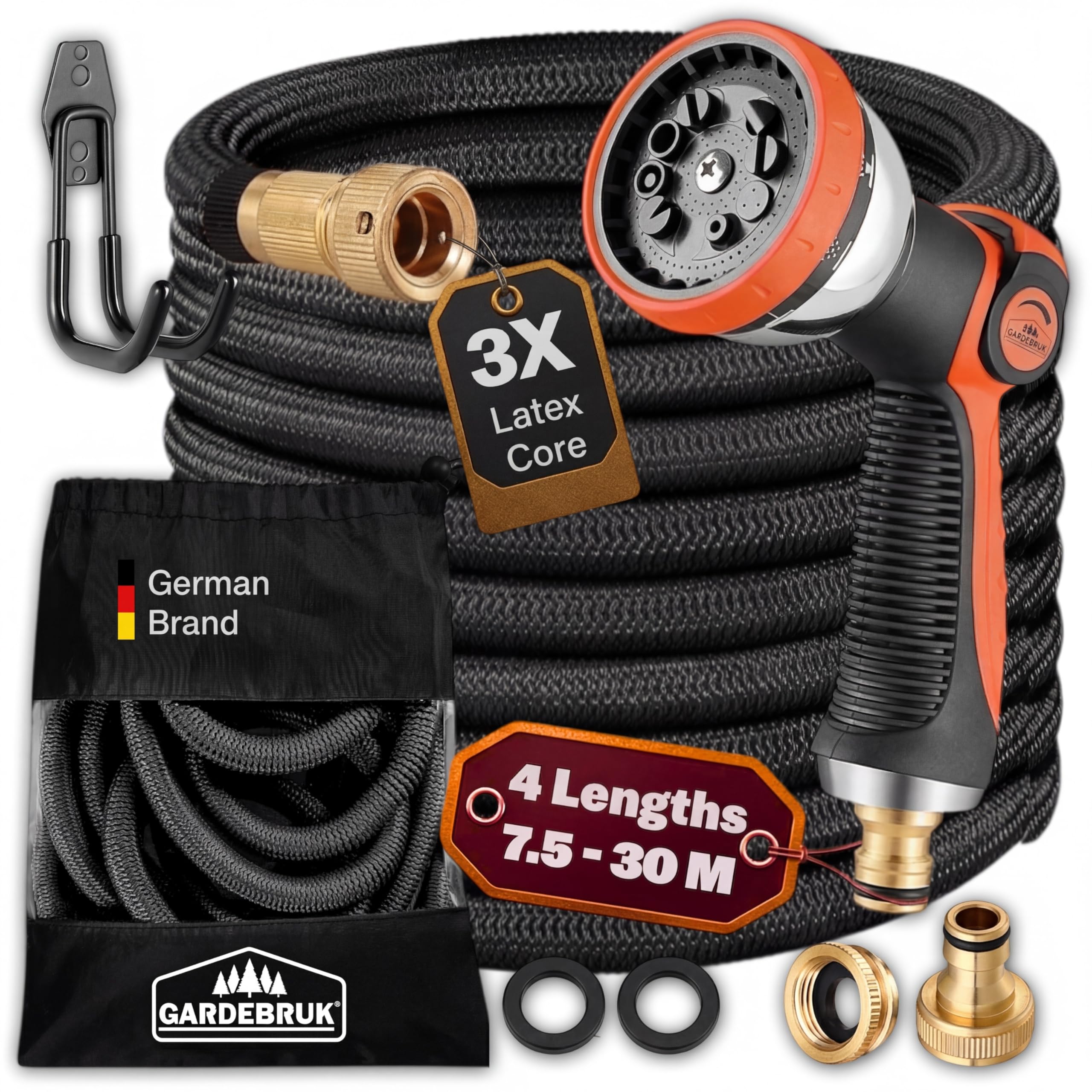 Gardebruk® Black Garden Hose 30M Flexible