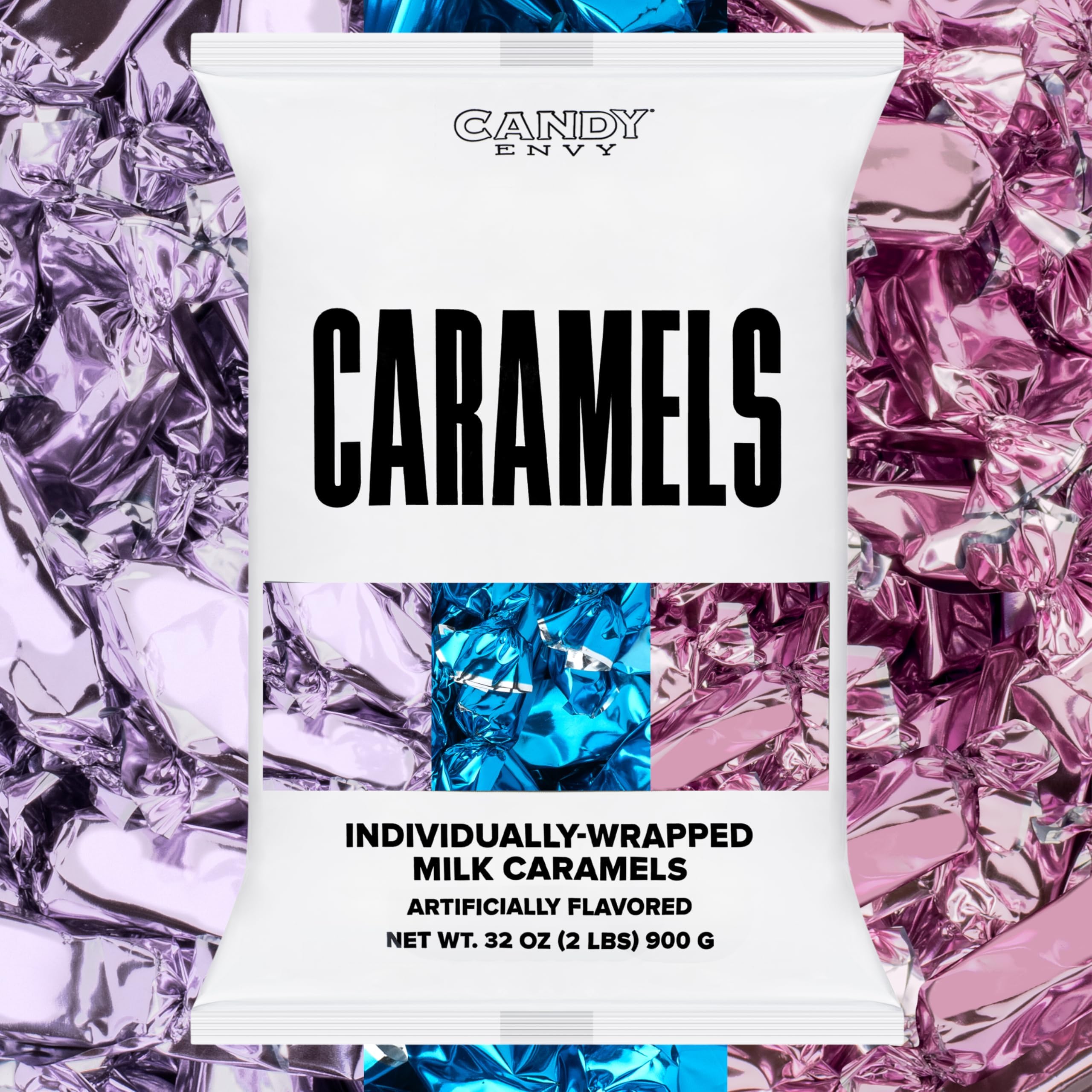 Candy Envy - Individually Wrapped Caramels - Mermaid Color Wrappers - 2 Pound Bulk Mermaid Party Decoration