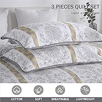 Vista 153 de Homzard King Size Quilt Set, Grey White Snowflake Striped Comforter Set,Cotton Gray Bedspread King Size, Lightweight Comforter Fall Bedding 3 Piece