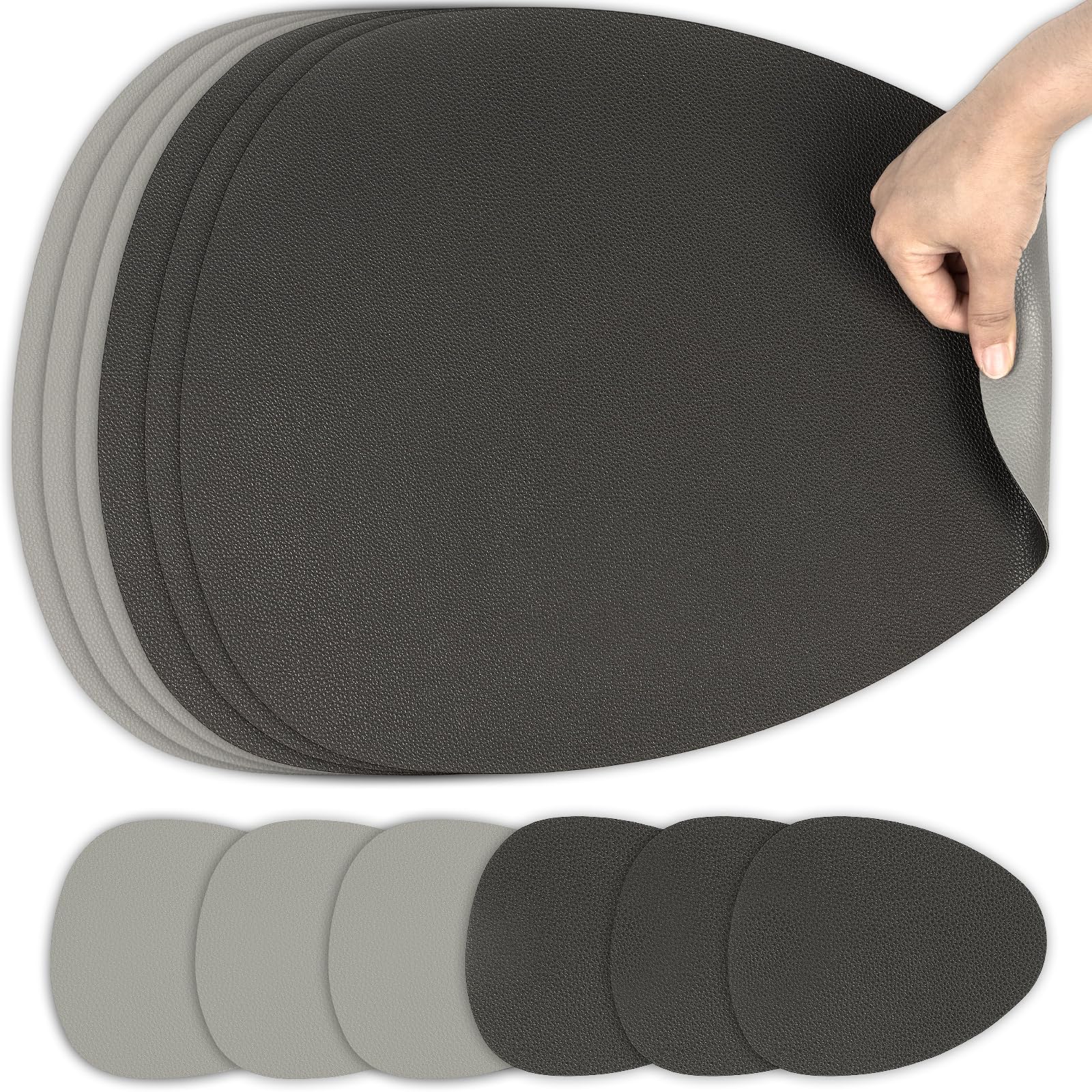 YIHELU Tischsets Abwaschbar und Untersetzer 6er Set, Platzsets Abwaschbar Doppelseitigen Kunstleder rutschfest & Einfache Reinigung, Platzdeckchen für Esszimmer