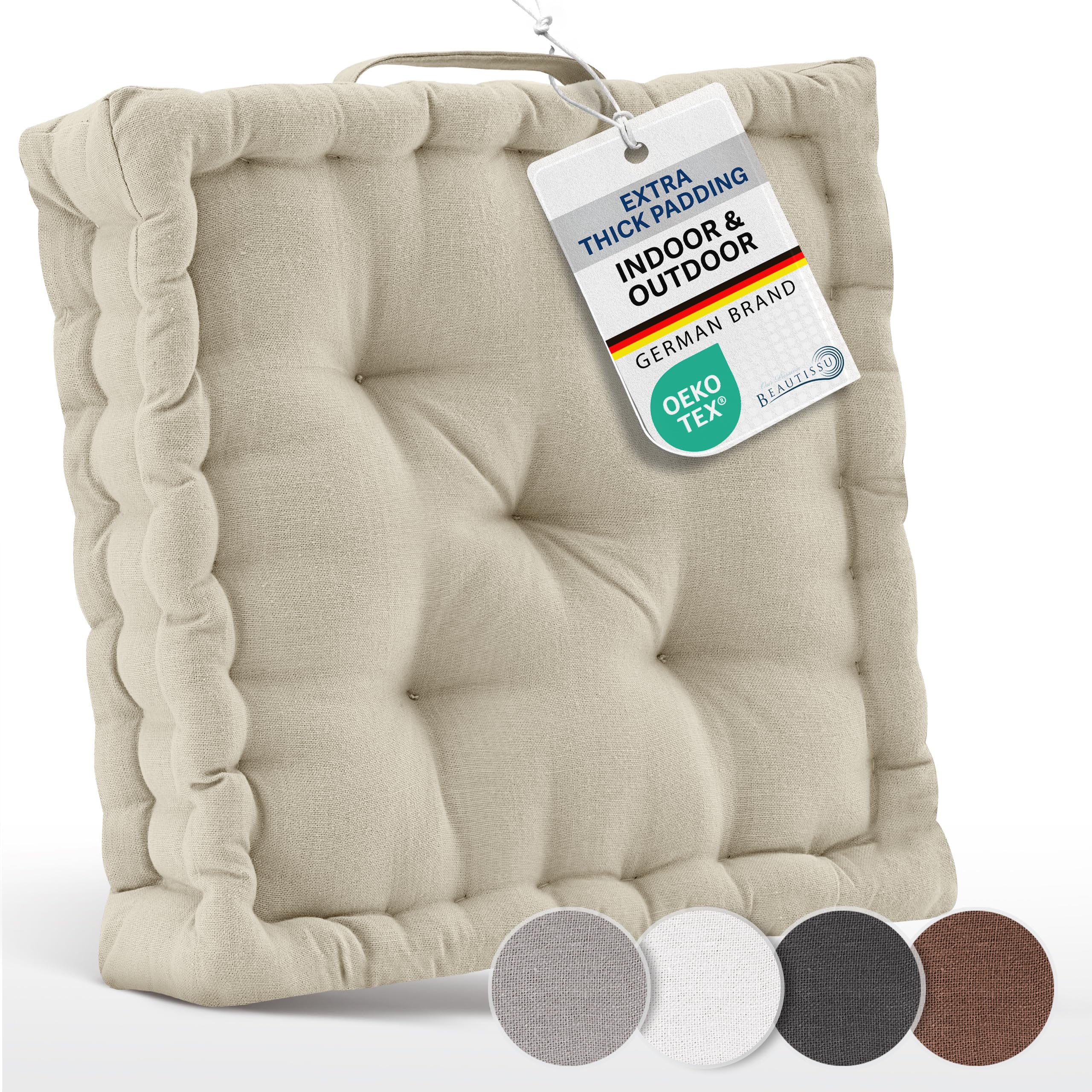 Beautissu Booster Cushions for Armchairs 100% Cotton with Carrying Handle