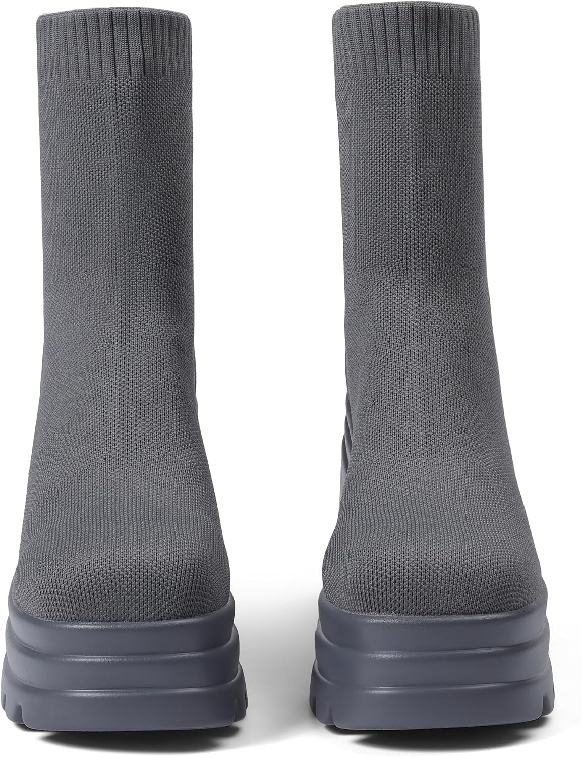 CELNEPHO Ankle Boots for Women Comfortable Square Toe Slip On Stretch Soft Chunky Block High Heel Knit Platform Boots Punk Dress Sock Boots