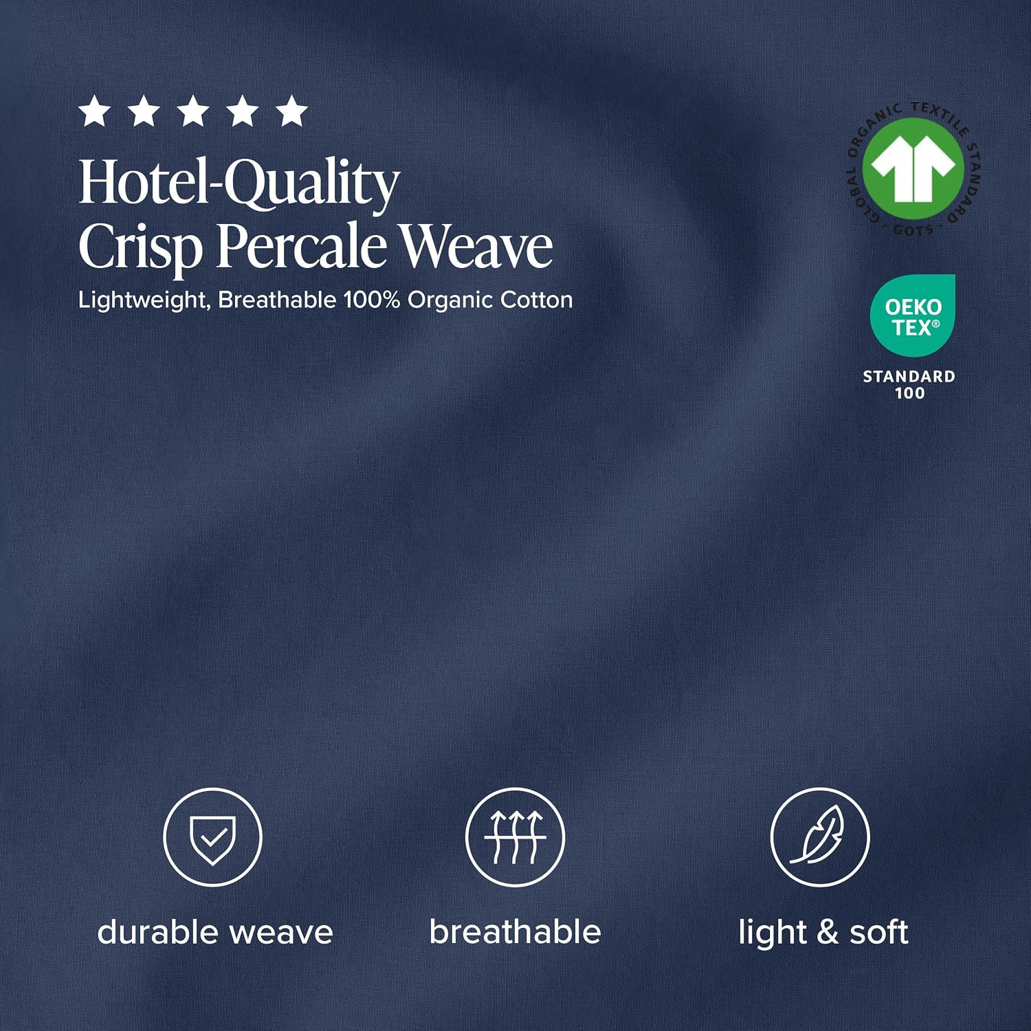 Bare Home 100% Organic Cotton Percale Sheet Set (Twin XL, Dark Blue) image 5
