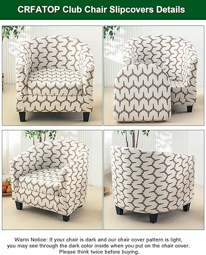Miniatura 9 de CRFATOP Funda para silla de club, 2 piezas, funda estampada para silla de bañera, fundas de sillón con estampado suave, fundas de sofá con parte
