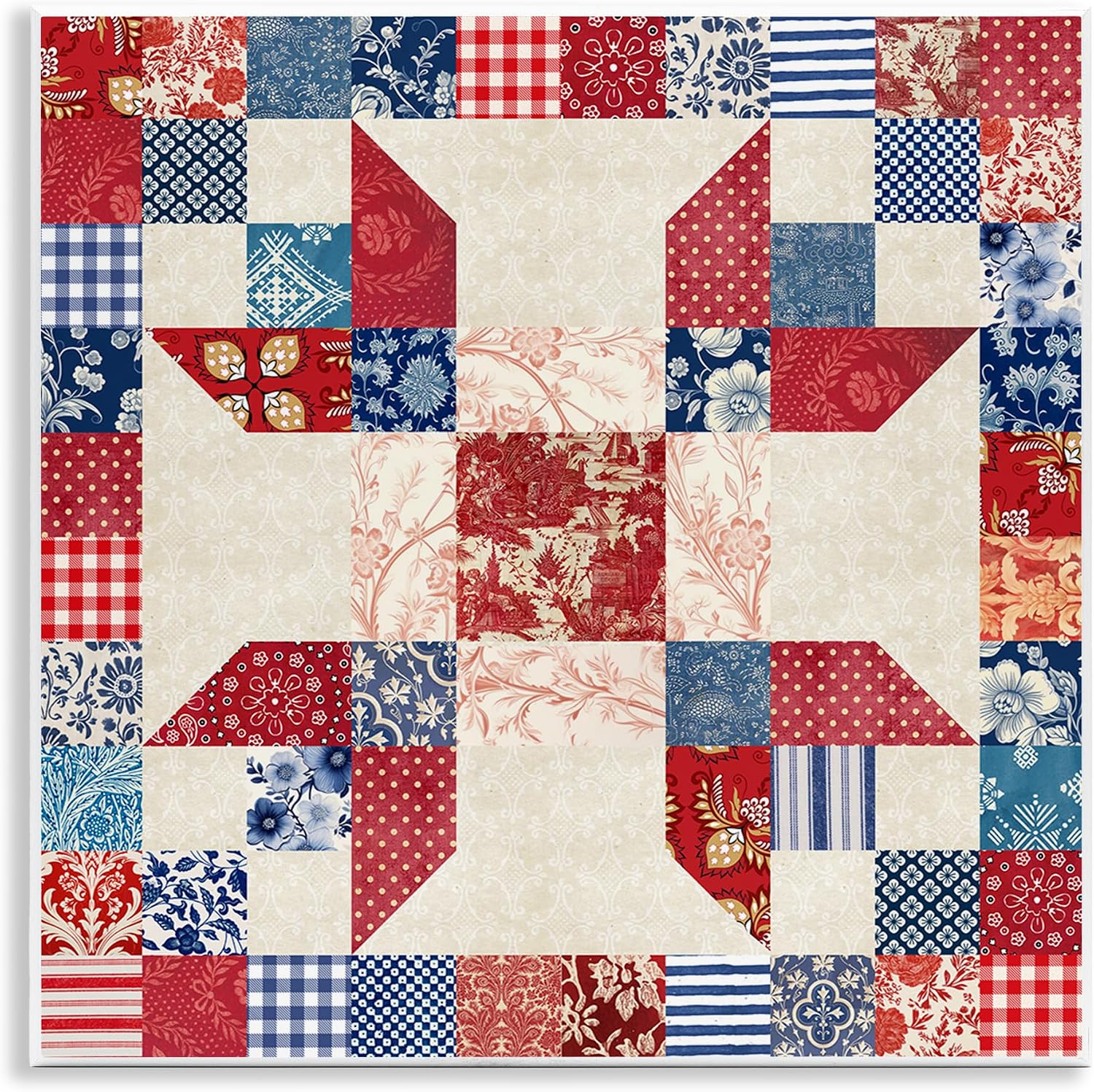 Stupell Industries Patriotic Quilt Pattern, 17 x 17 Inch Canvas Wall Art | Stupell Industries · By Susan Arnot · Ready to hang · Great for family room or game room · Made in USA