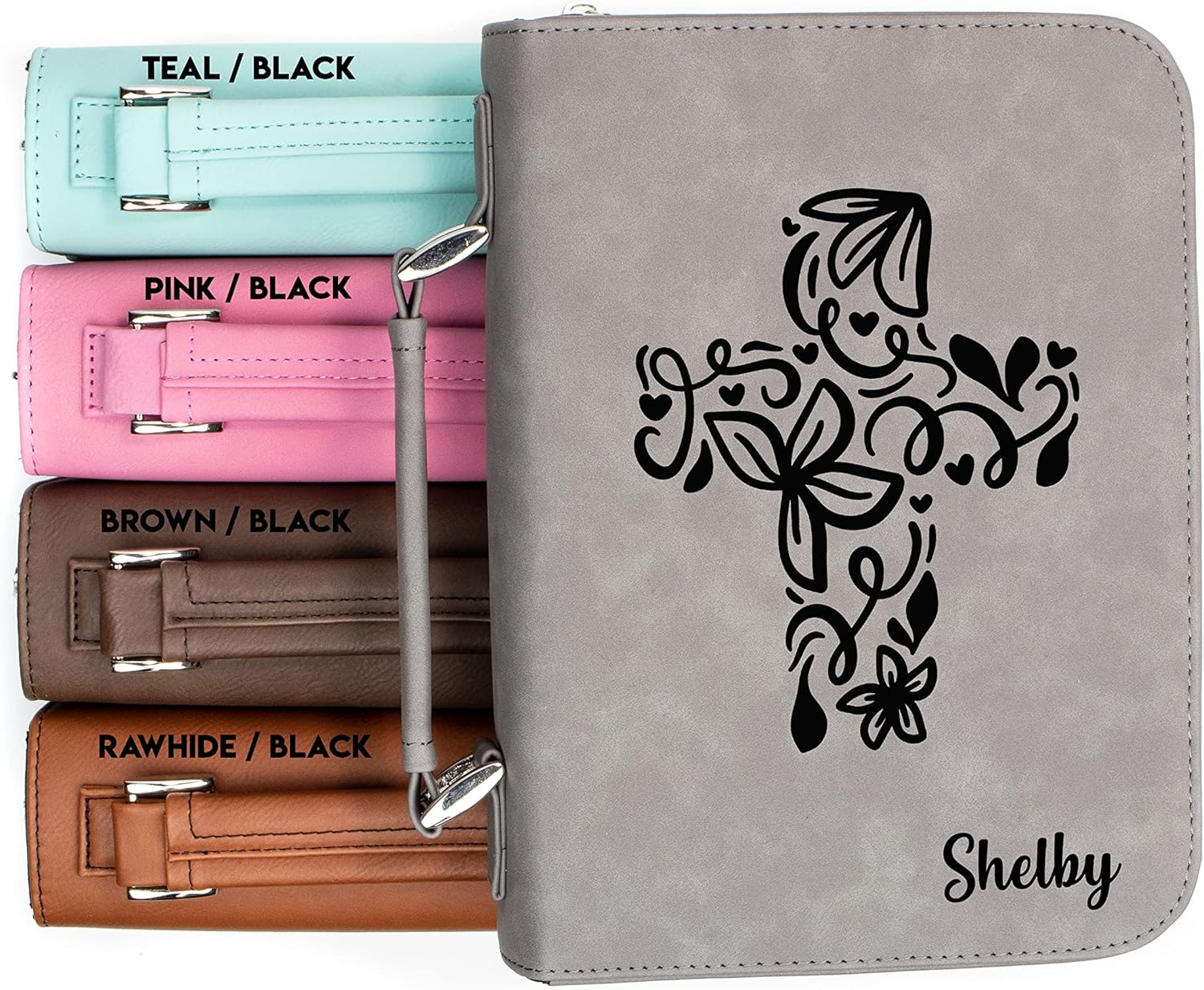 Personalized Flourished Cross Faux Leather Bible Cover