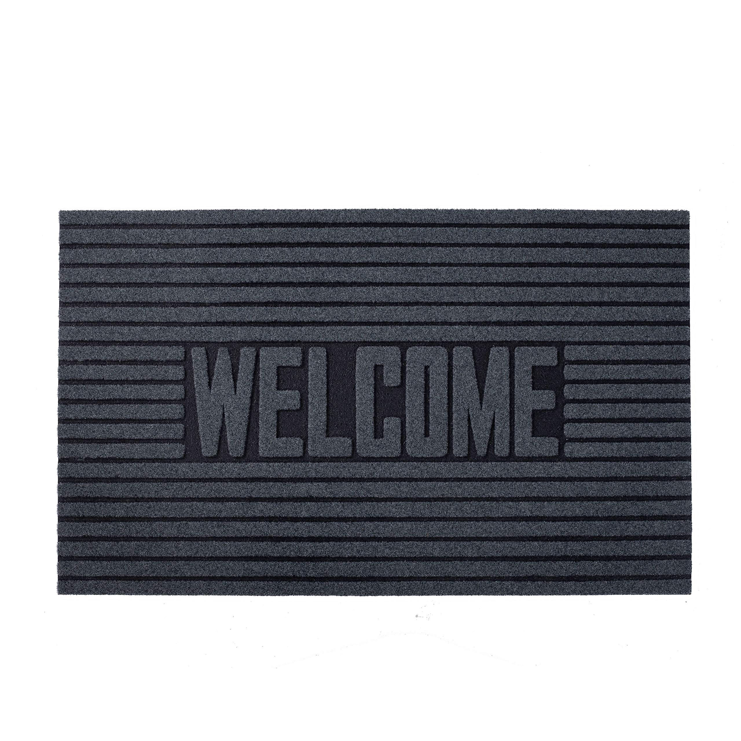 NicomanWelcome (Centre Bold) Barrier Doormat Eco-Friendly Scrape and Absorbent Indoor/Outdoor Door Mat 75x45cm (30''x18'')