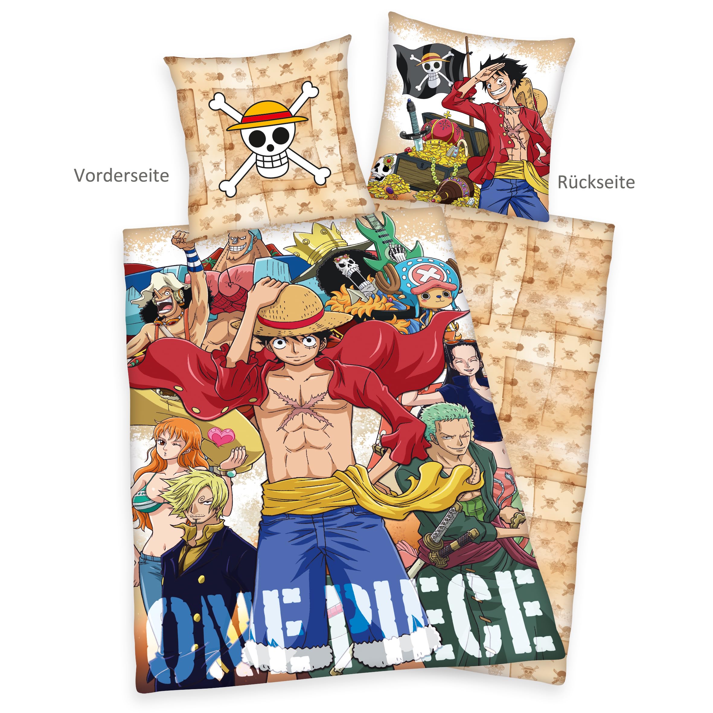 Herding One Piece Bettwäsche-Set, Wendemotiv, 135x200 cm, 80x80 cm, Baumwolle Renforcé