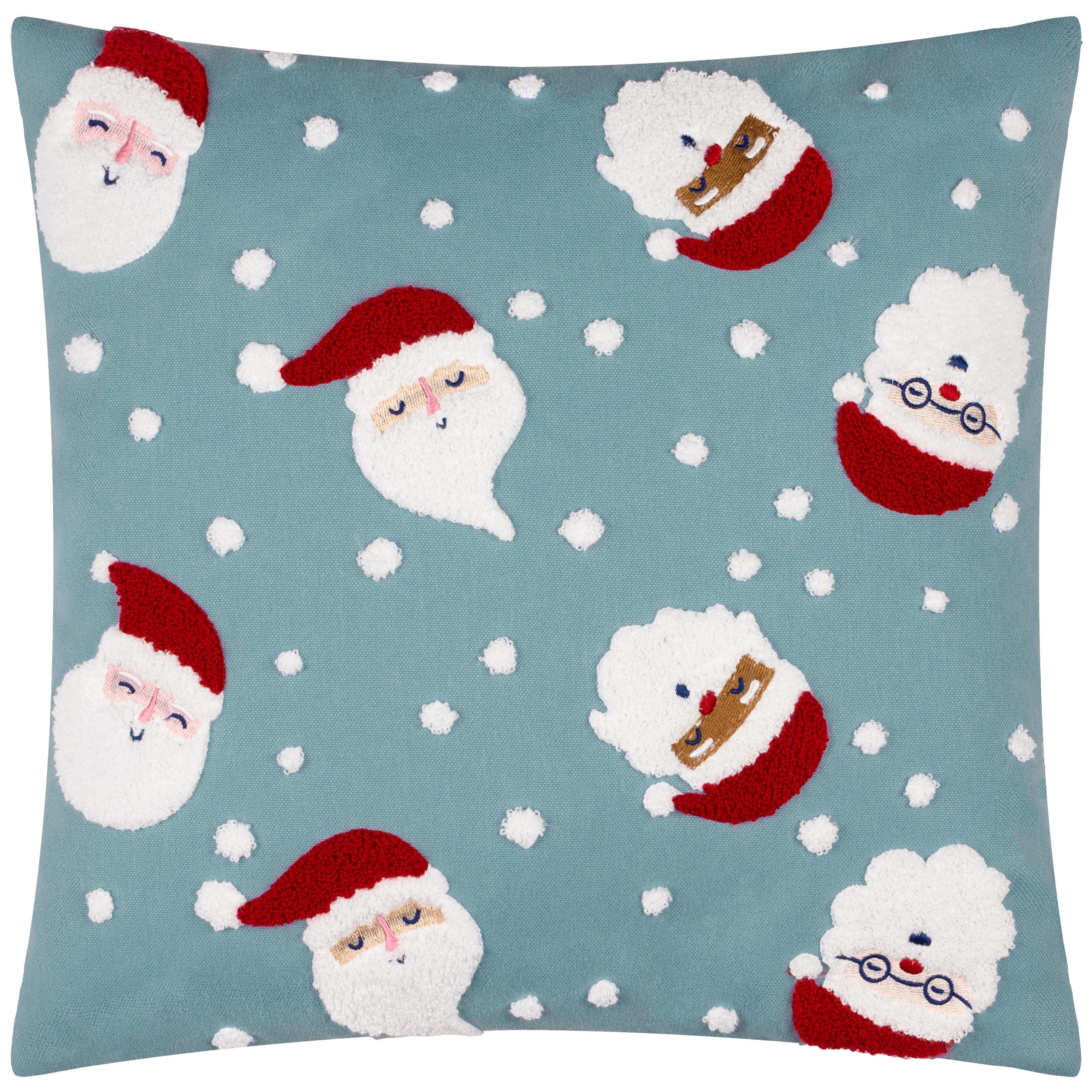 furn. Santas Cushion Cover – Festive Christmas Tufted Textured Decorative Case with Velvet Reverse (Multicolour - 45x45cm)