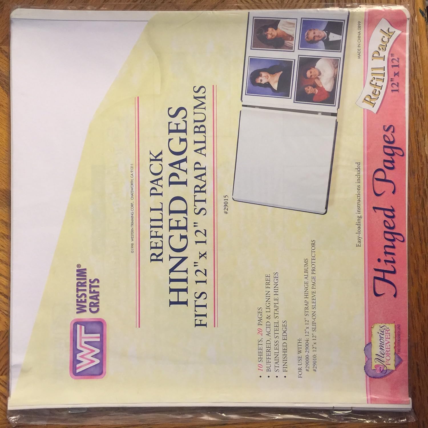 Westrim Strap Hinge Refill Pages 12Inch by 12Inch, White