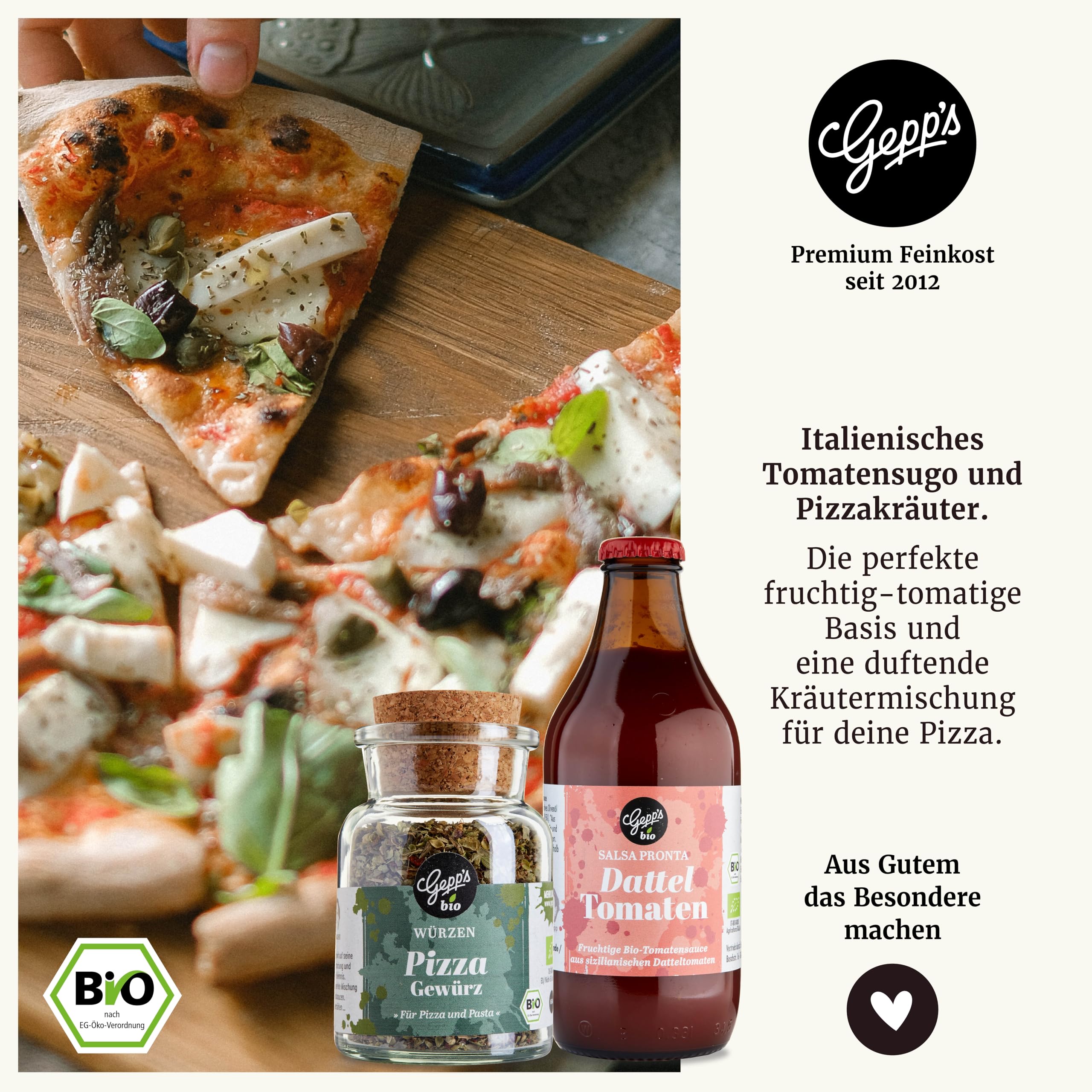 Gepp’s Feinkost DIY Pizza Geschenkset mit Pizzateig, Sugo, Pizzaöl und Bio Pizzagewürz
