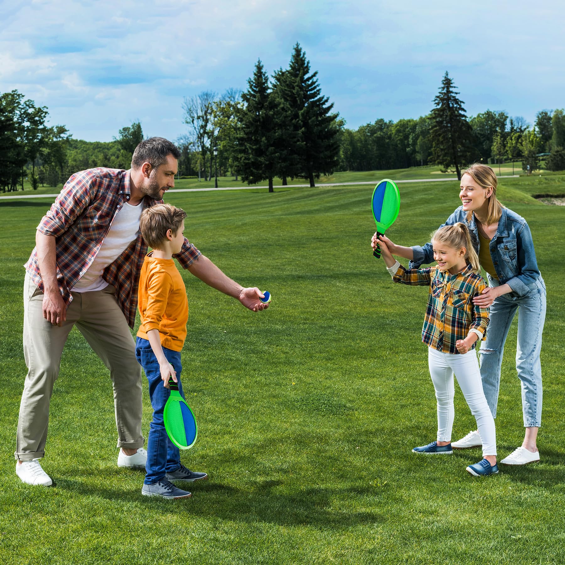 U&C Planet Ensemble de Beach-Tennis Raquettes, Balle et Jeu de Raquettes, Jeu à Deux Joueurs, Ensemble de Raquettes de Plage pour Enfants et familles, Jeux de Balle d'extérieur