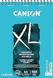 CANSON XL Aquarelle, Caderno Papel para Aquarela com Espiral 300g/m², A4: 21 x 29,7 cm, 30 Folhas