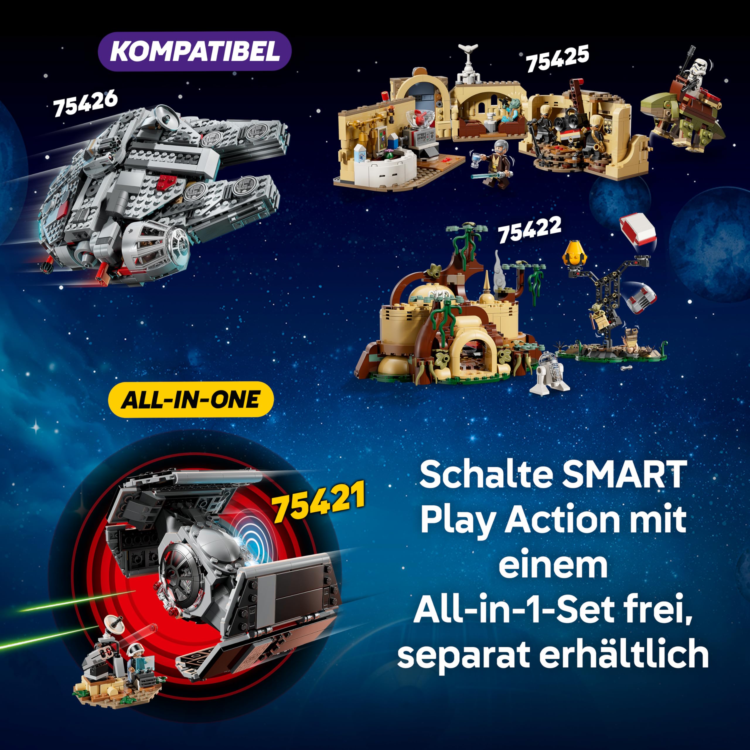 LEGO Star Wars 75426 SMART Play: Millennium Falke Modell - Kompatibles Interaktives Spielzeug inkl. 4 SMART Tags und 4 Minifiguren - Geschenkidee für Jungen und Mädchen ab 9 Jahren und erwachsene Fans