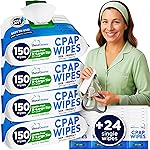 Dura Cleanse CPAP Mask Cleaning Wipes - 4 Pack, 4x150 Count + 24 Travel Sheets - Extra Large and Moist Cleaning Wipes for Full Face, Nasal Masks, CPAP Machines & Supplies - Skin Safe with Aloe Vera