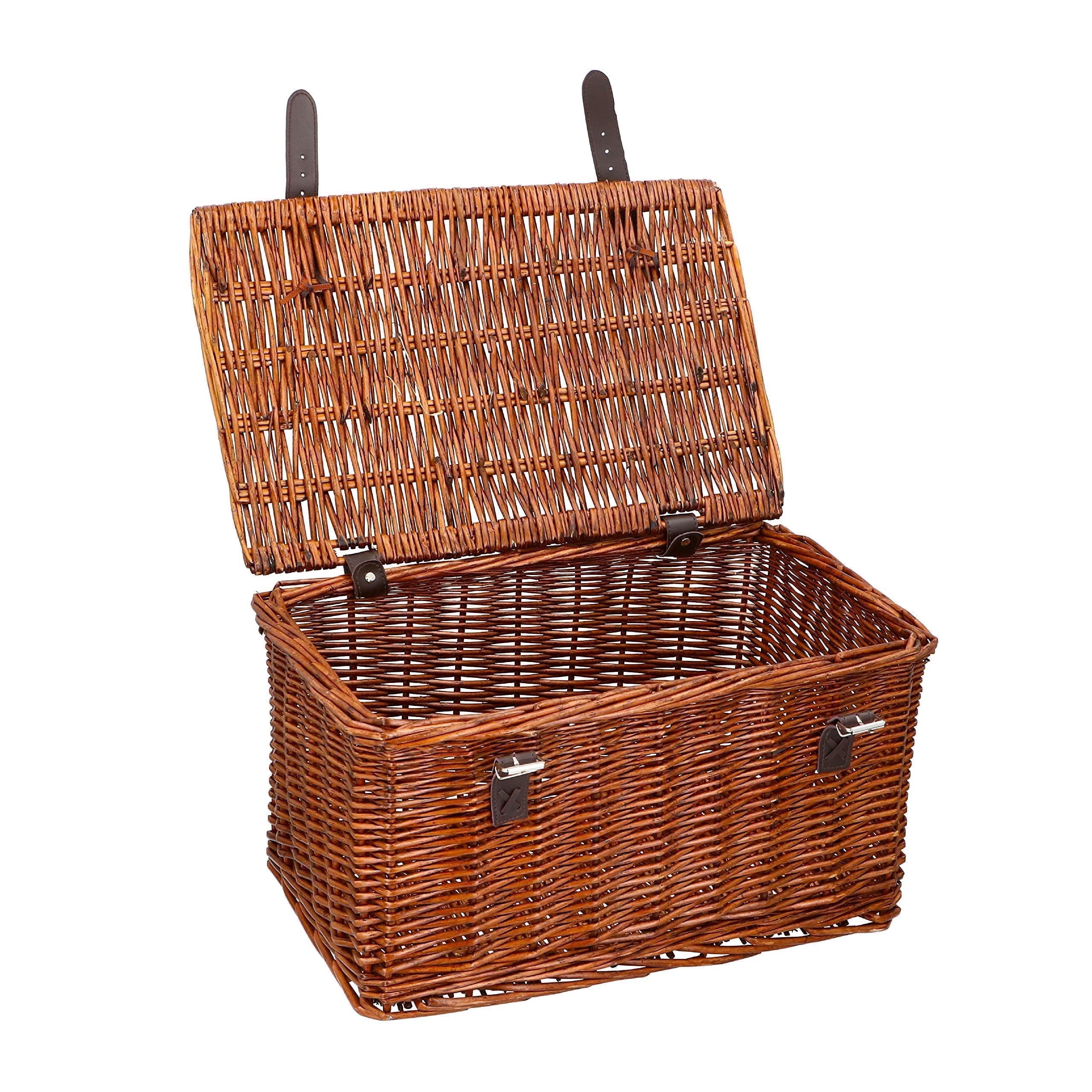 Bicycle Gear Kosz wiklinowy do przechowywania roweru, kosz rowerowy, 30 l, 45 x 30 x 25 cm, przedni kosz na rower, akcesoria rowerowe, kosze rowerowe dla kobiet, brązowa skrzynia na rower
