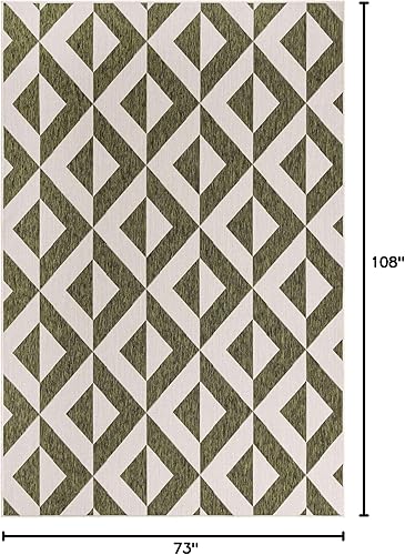 Vista 295 de Unique Loom Unique Loom Outdoor Collection - Alfombra de área - Napa (3 pies 3 pies, redonda, amarillo y aguamarina/amarillo)