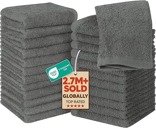 Miniatura 19 de Utopia Towels - Juego de 24 toallas de algodón, 100% algodón hilado de anillo, toallas de franela de primera calidad para la cara, altamente Blanco