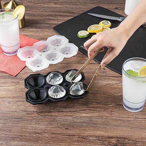 Miniatura 8 de Restaurantware Bandeja de hielo de esfera de 2 pulgadas, hace 6 bolas perfecta para barras comerciales o uso doméstico, fabricada con silicona negra