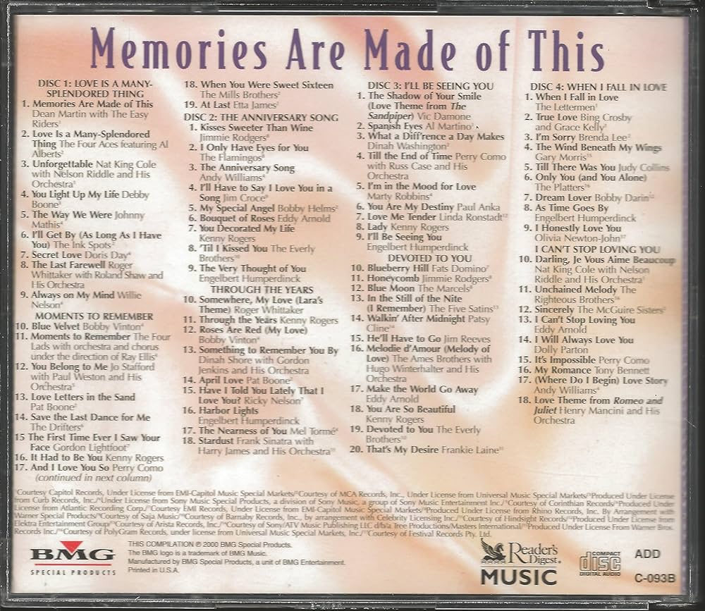 Various Artists, Dean Martin, The Drifters, Perry Como, Doris Day