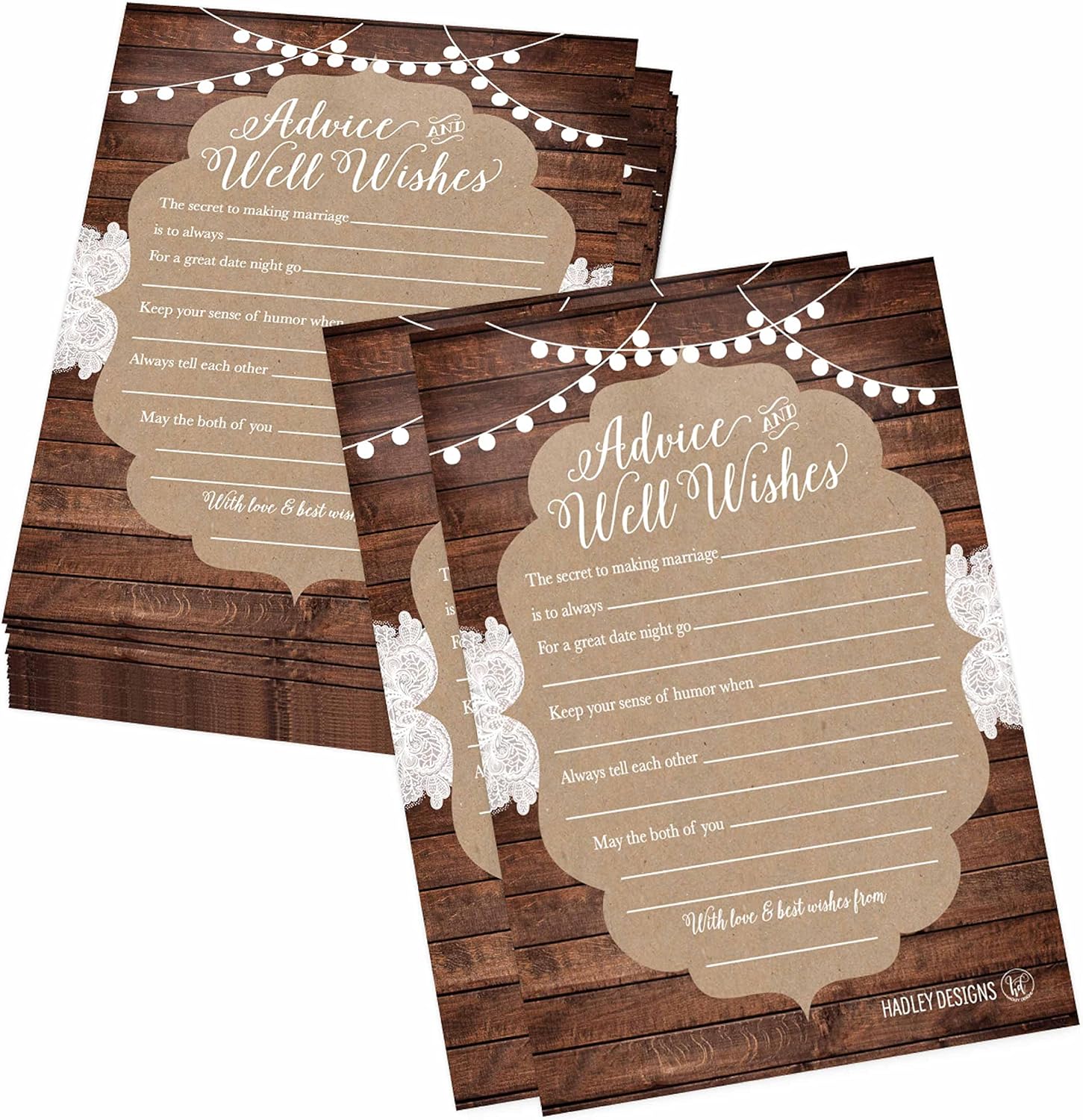50 Rustic Wedding Advice Cards Wedding Card Boxes For