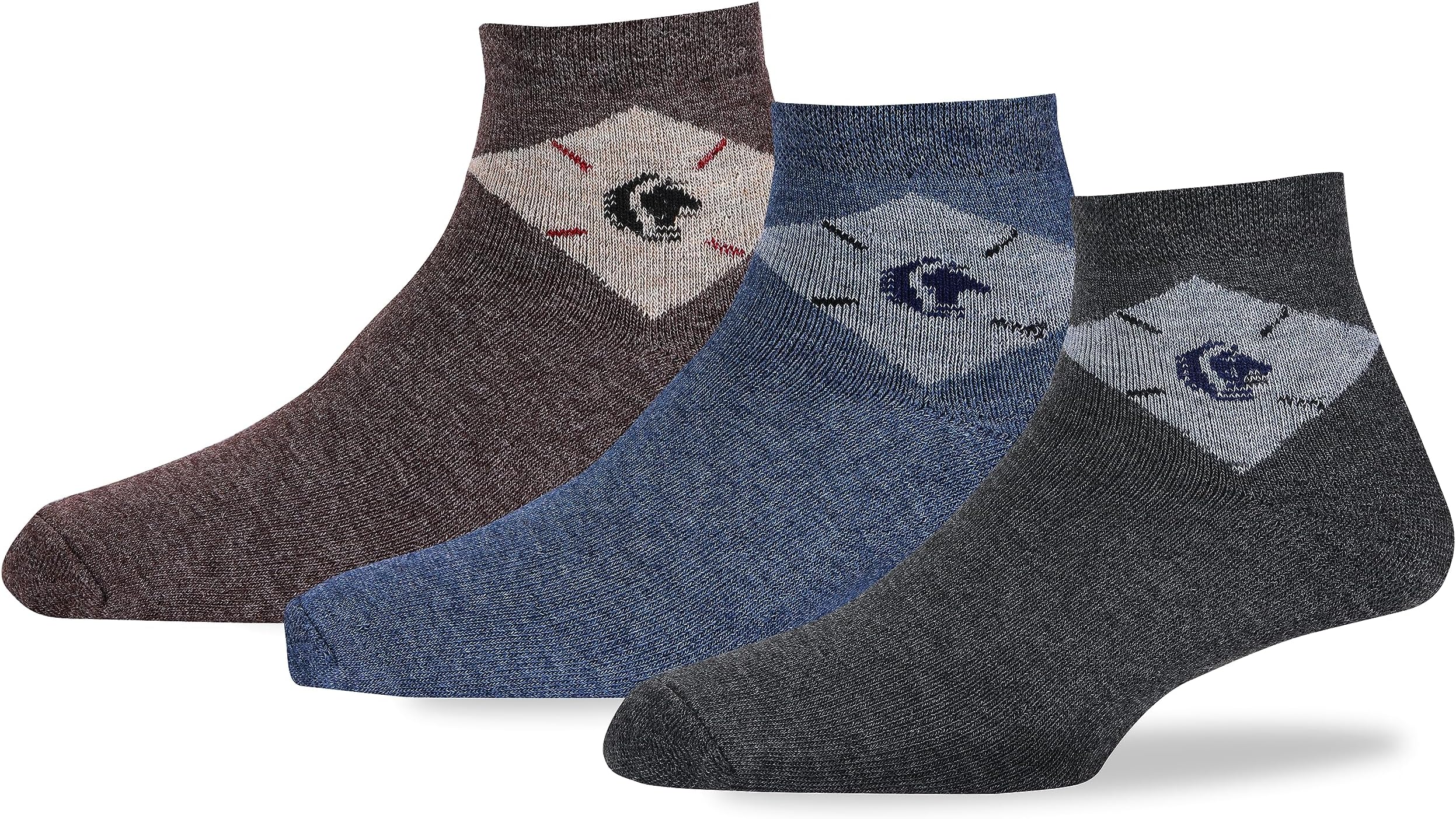 RC. ROYAL CLASS Men's Ankle Woolen Thick Terry Argyle Multicolored Socks (Pack of 3 Pairs winter wear socks)