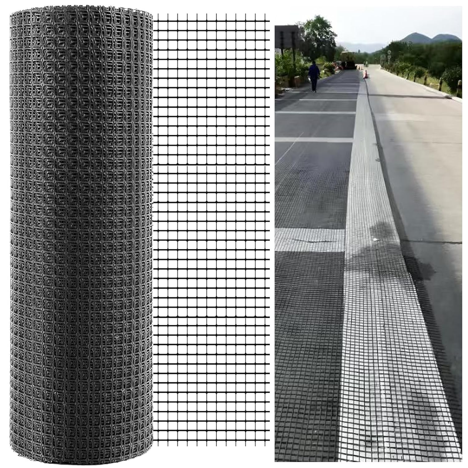 Bi-Directional Universal Retaining Wall Geogrid Driveway Stabilization Grids Gravel Grid Walls Geocell Geogrid for Retaining Wall (3ft X 50ft)