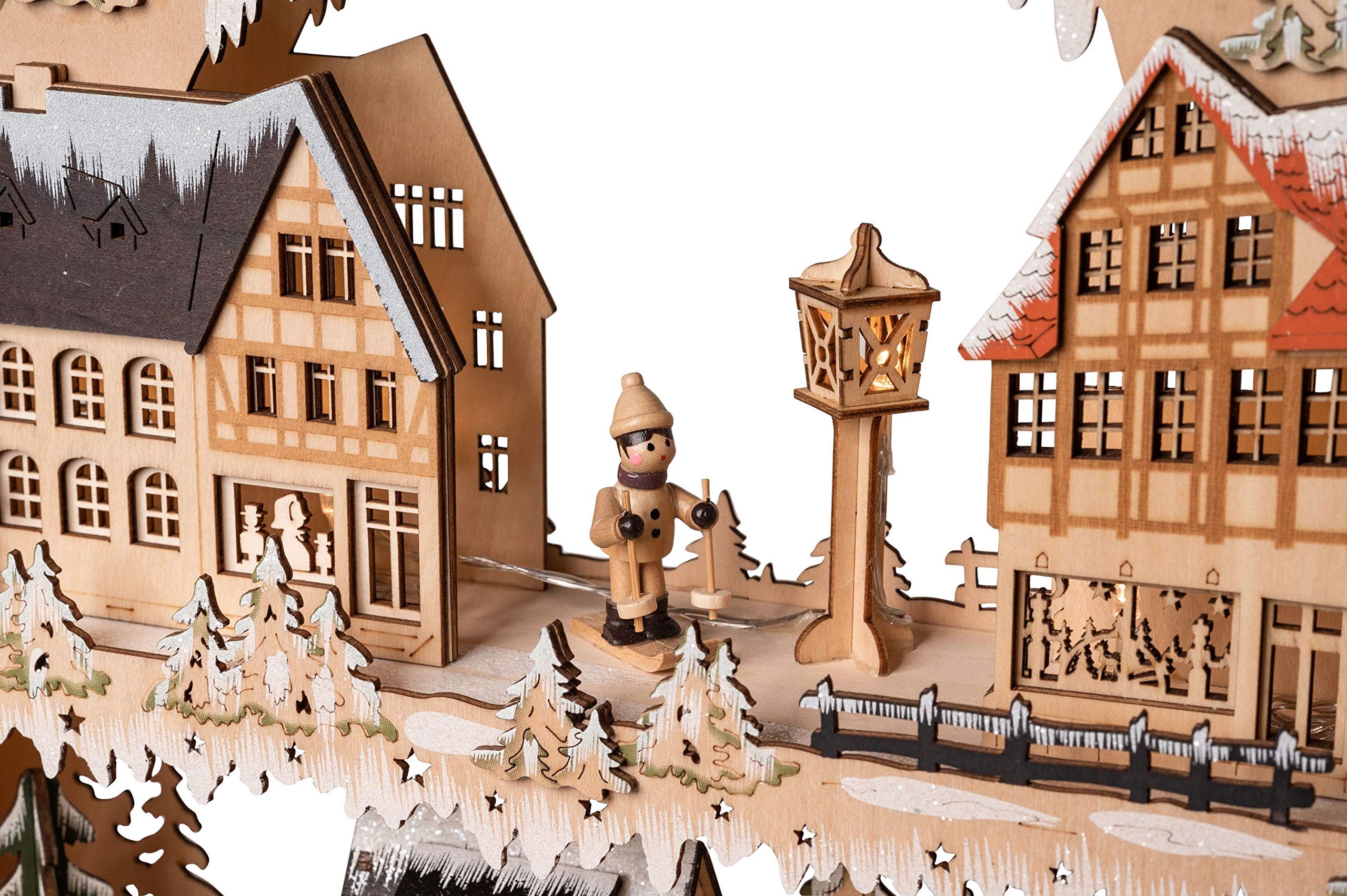 Wichtelstube-Kollektion XXL Schwibbogen mit Podest + LED Beleuchtung, Lichterbogen mit Erhöhung, Schwippbogen beidseitig bemalt, Weihnachtsdeko innen Weihnachtsdeko Fenster aus Holz