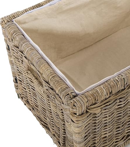 Miniatura 4 de happimess HPM9002B Elijah - Maletero de mimbre de 30 pulgadas, plegable para almacenamiento plano, gris ratán-Kubusoft, costero para oficina,