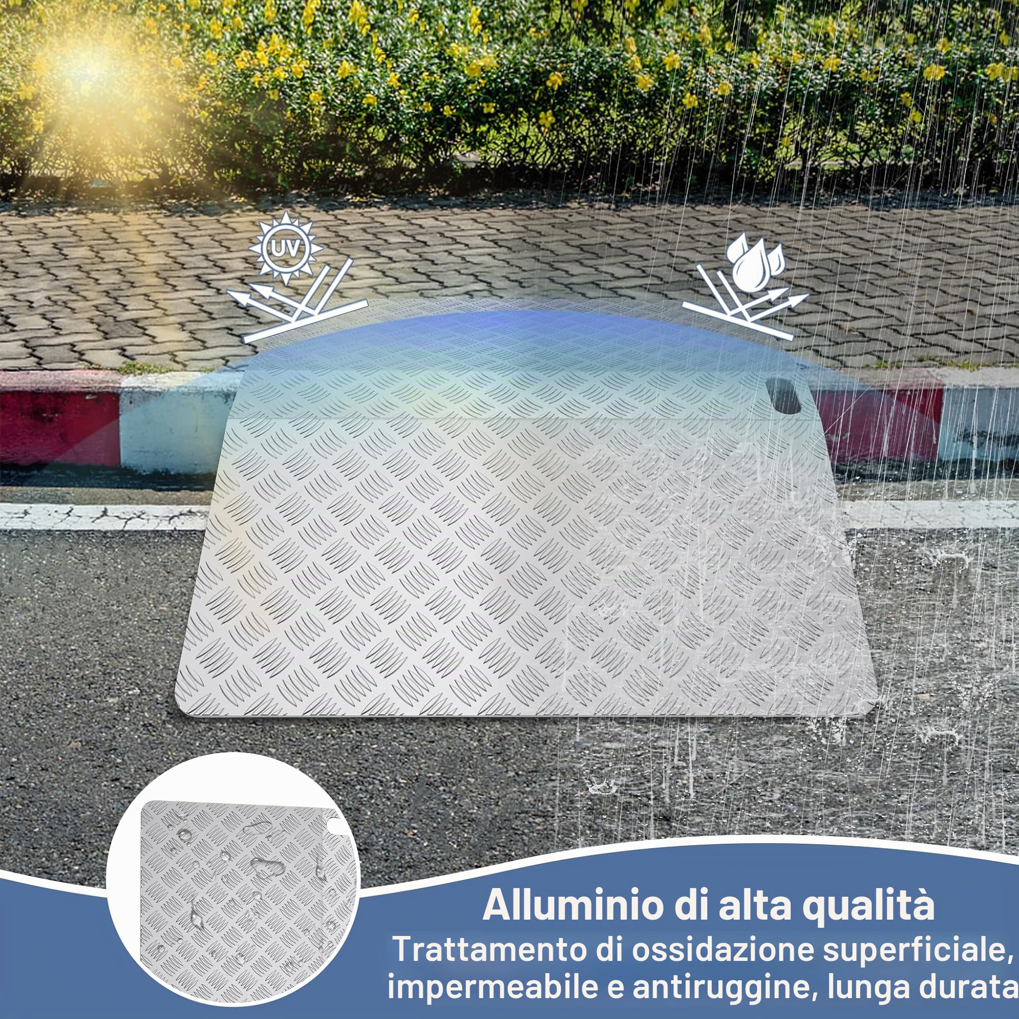 ACXIN Rampa per soglia della porta, rampa per sedia a rotelle, in alluminio, antiscivolo, portatile, con manici, portata 270 kg (80 x 70 x 10 cm)