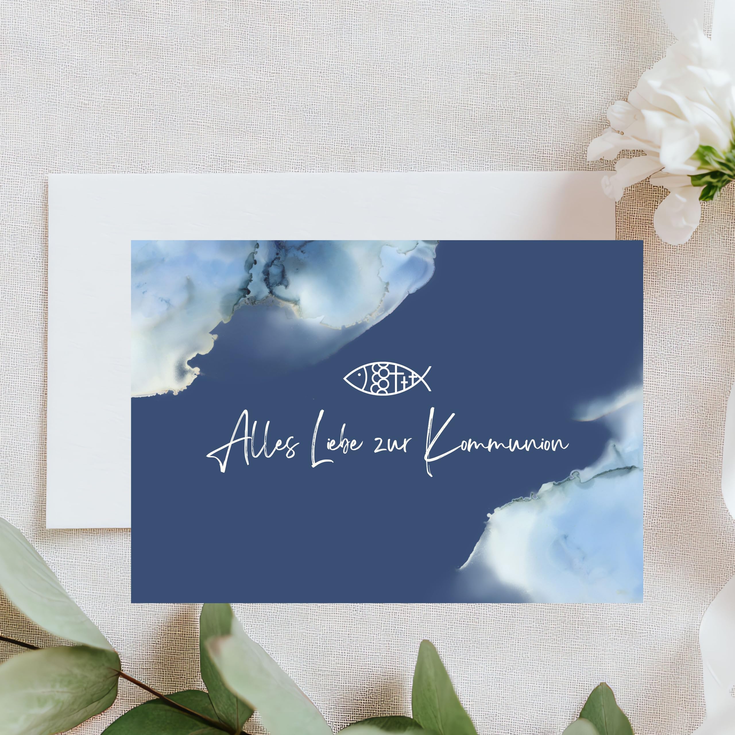 Glückwunschkarte Kommunion – Alles Liebe zur Erstkommunion | Edle Klappkarte mit Umschlag | Moderne Kommunionskarte für Mädchen & Jungen