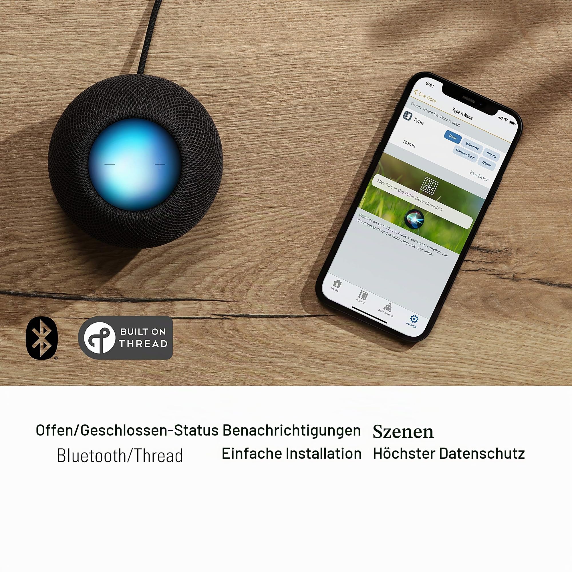 Eve Door & Window (Apple Home) - Smarter Kontaktsensor für Türen & Fenster, Sensor zum energiesparenden Heizen, Mitteilungen (offen/zu), automatische Aktivierung von Leuchten & Geräten, Thread