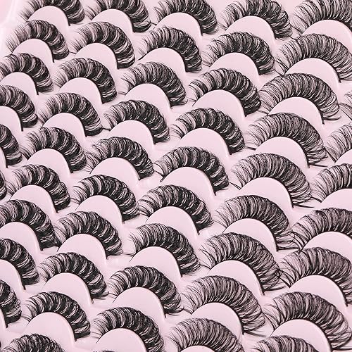 Vista 25 de ALICE - Paquete de 30 pares de pestañas postizas de visón sintético de 0.8 pulgadas, 6 estilos, volumen esponjoso 6D, estilo llamativo