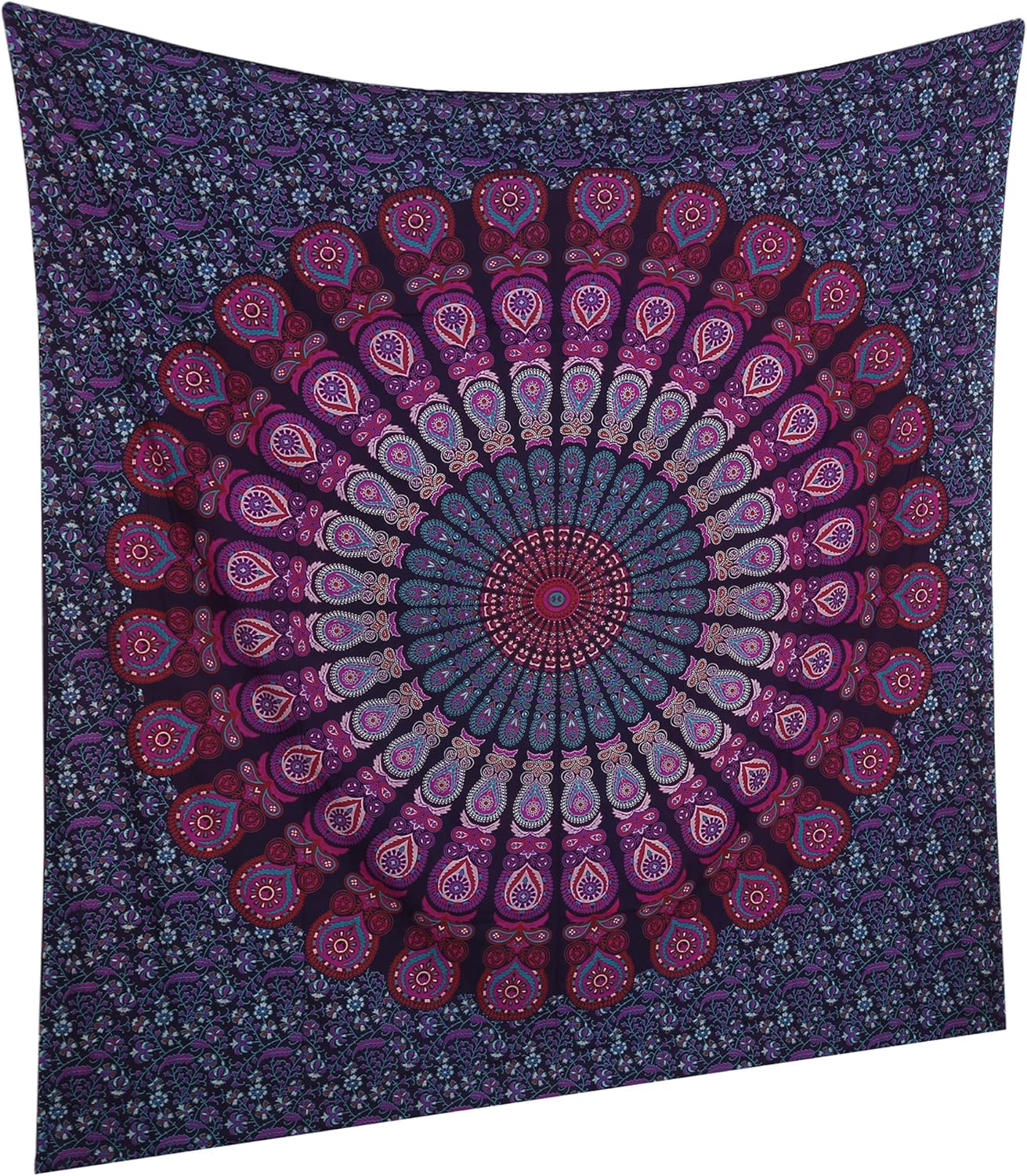 RAJRANG Queen Mandala Tapestry - 90x84 inch Hippie Peacock Wall Hanging Boho Bohemian Queen Size Bedspread Sheet for Living Room Bedroom Decorative Bedding