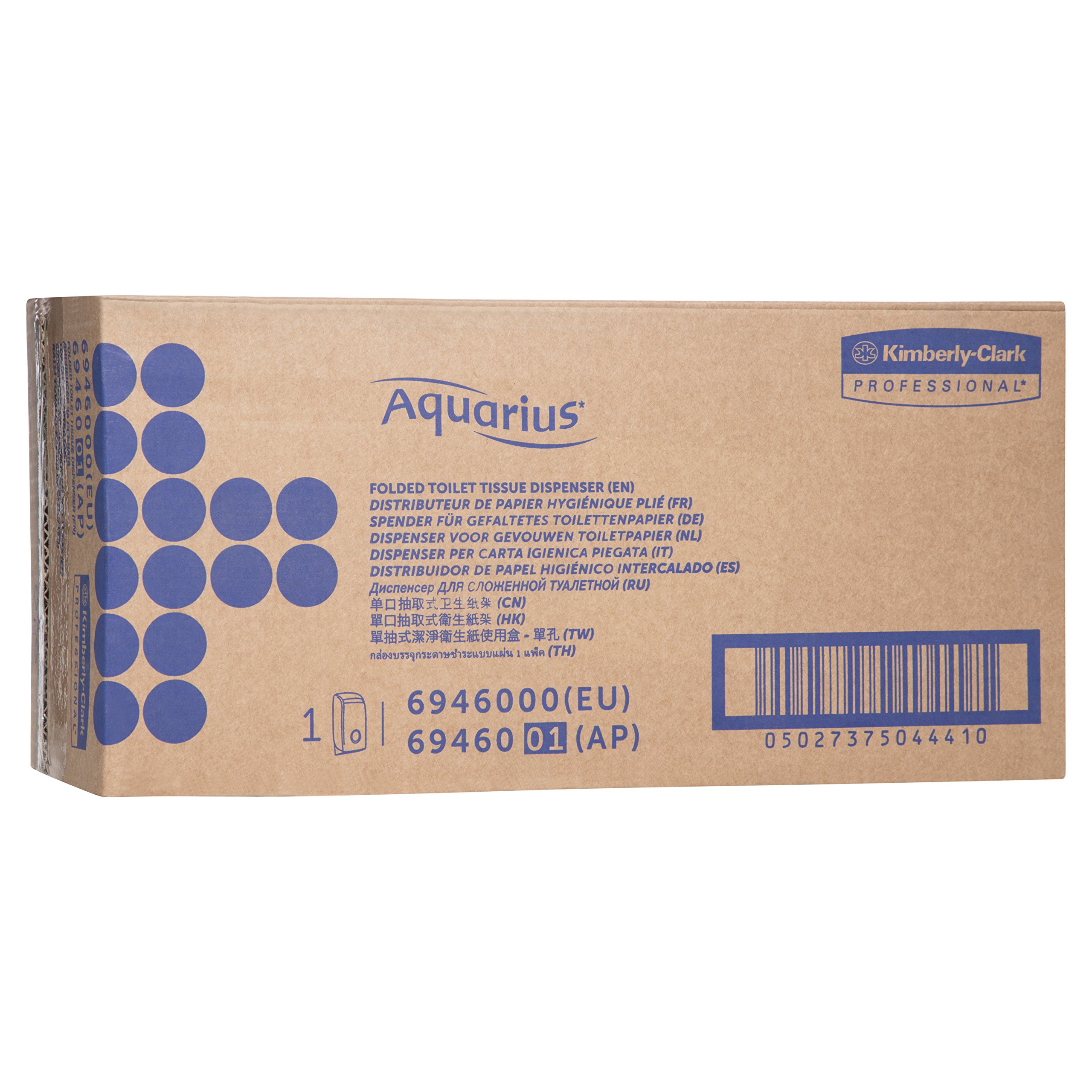 Distributeur de papier toilette plié Aquarius 6946 - 1 x distributeur blanc de papier toilette feuille à feuille