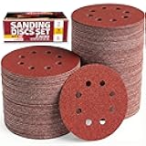 XFasten 5 Inch Sanding Discs Hook and Loop (150 PCS) Durable, Secure Hold 60 80 100 120 150 180 240 320 400 600 Grit 5 Sanding Disc Hook and Loop for Orbital Sander Sandpaper Assortment Pack