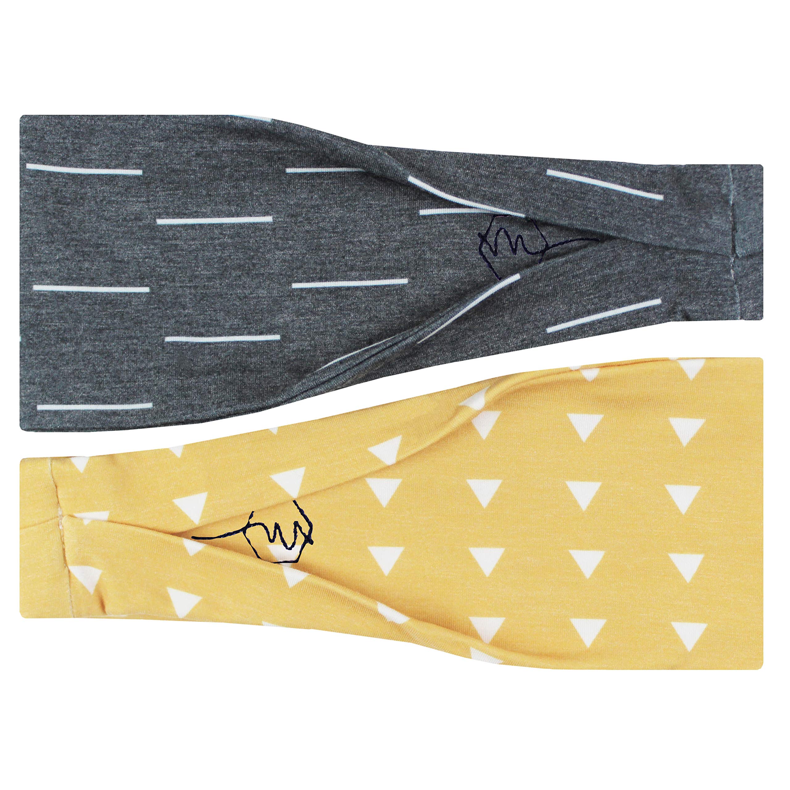 Maven Thread Workout Headbands for Women, 2Pack - 4 inch Thick Wide, Non Slip Sweatbands for Women, Ideal for Exercise, Gym Hairband for Athletic Workouts and Yoga, Black Marble