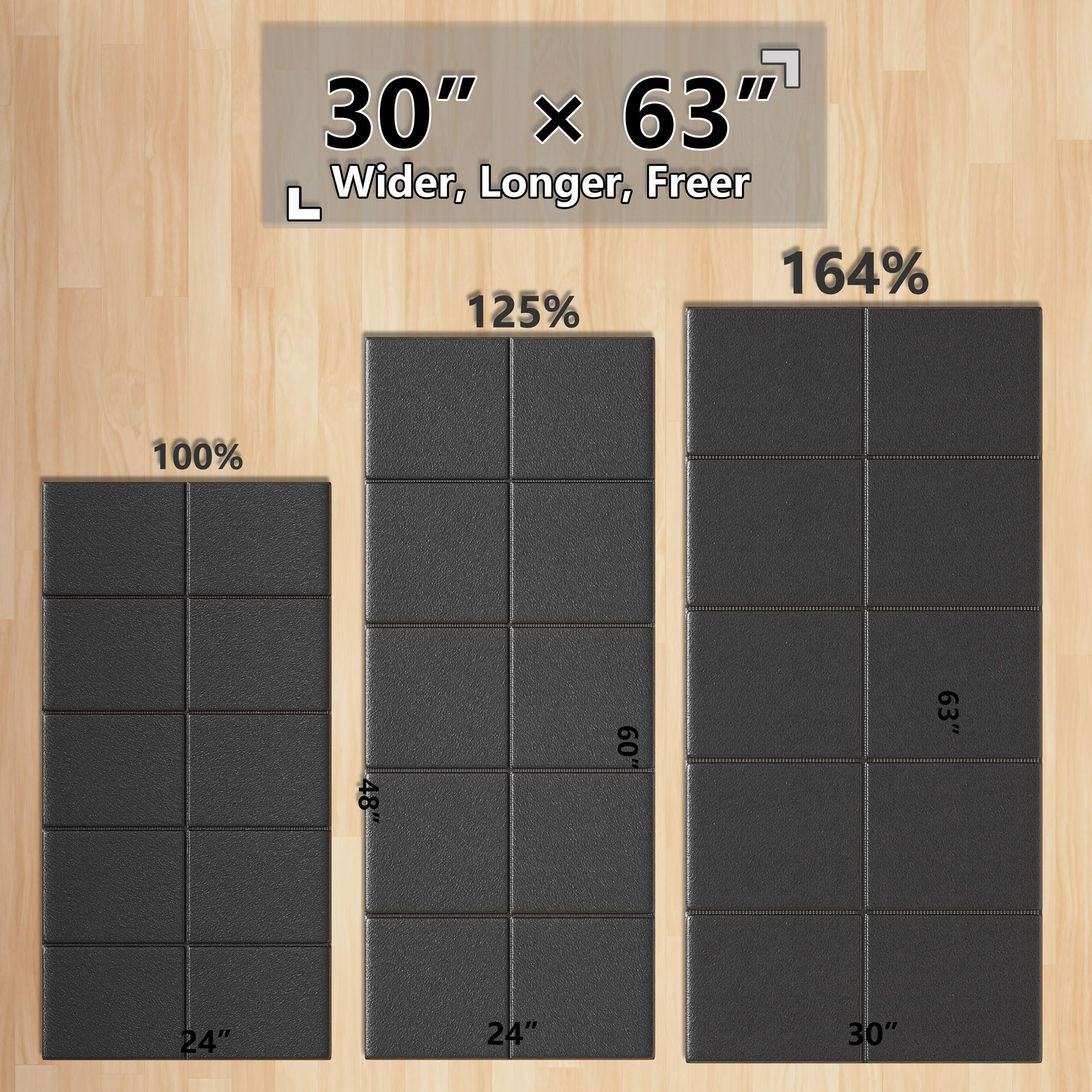 Foldable Treadmill Walking Pad Mat for Carpet Floors,63" x 30" 6mm Thick Treadmill Mat for Hardwood Floor Protector, Indoor Exercise Stationary Bike,Elipitial, Gym Equipment, Noise Shock Absorption