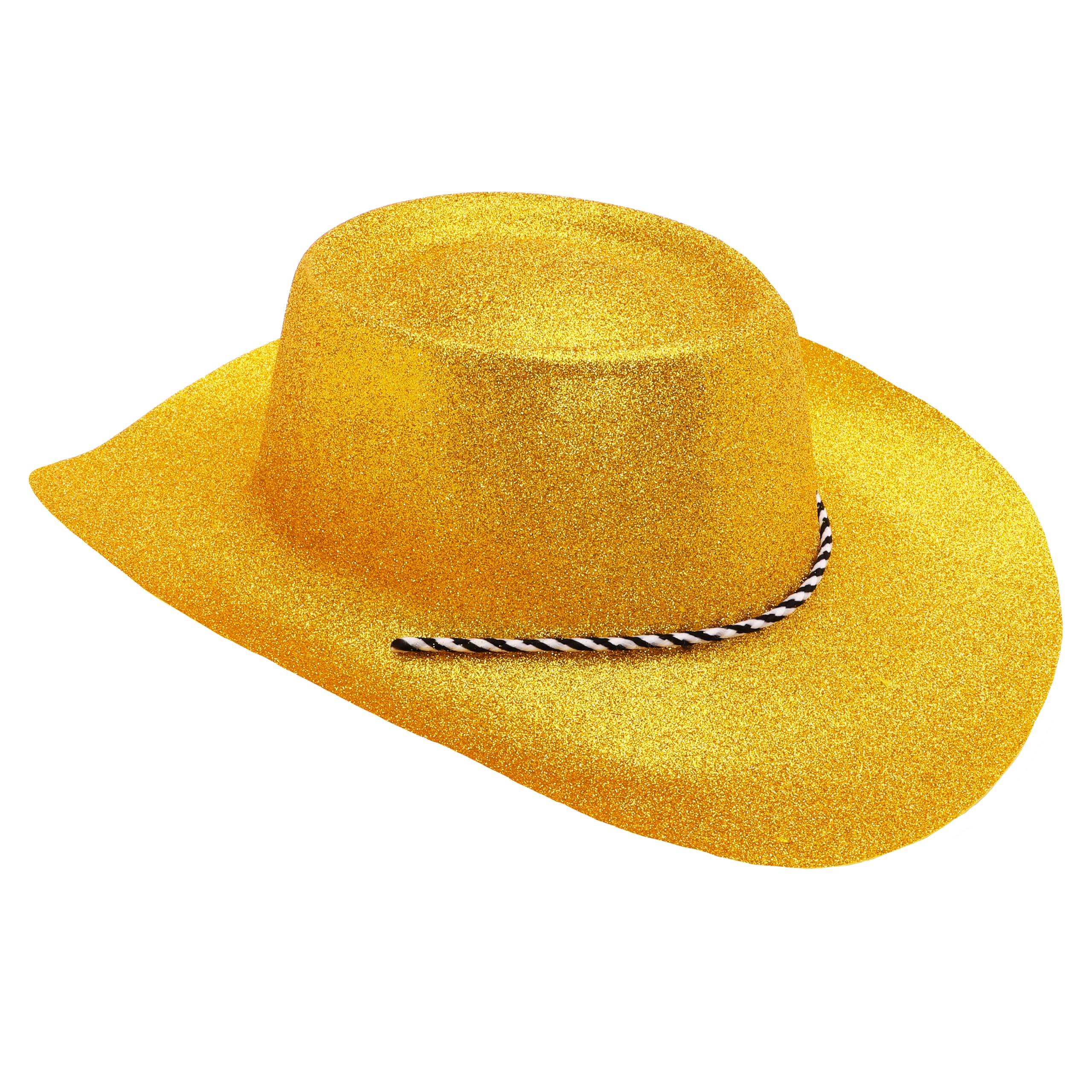 Toyland® Pack of 3-34cm (13") Gold Glitter Cowboy Hats - Festivals, Concerts, Fancy Dress & Hen Do Accessories - Image 2