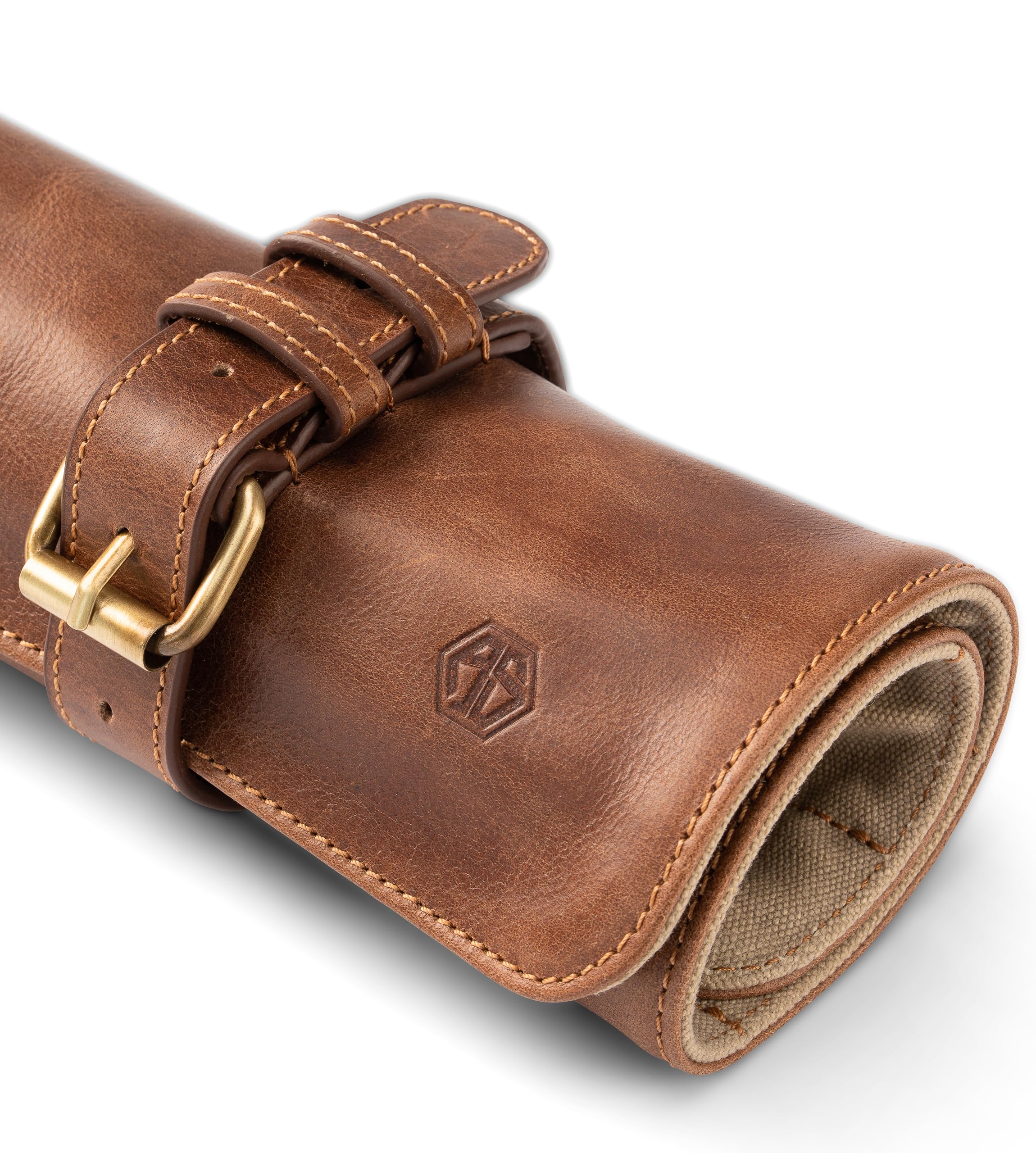 Angus Stoke Sam Sac à Couteaux en Cuir véritable pour Couteaux de Chef, Grand Sac à Couteaux, verrouillable, Sac de Cuisine Sam