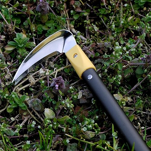 Miniatura 3 de Hoz de deshierbe mango largo 35-1/4 "acero al carbono japonés resistente, hecho en Japón, herramienta de hoz de jardín hoja afilada, hoz de