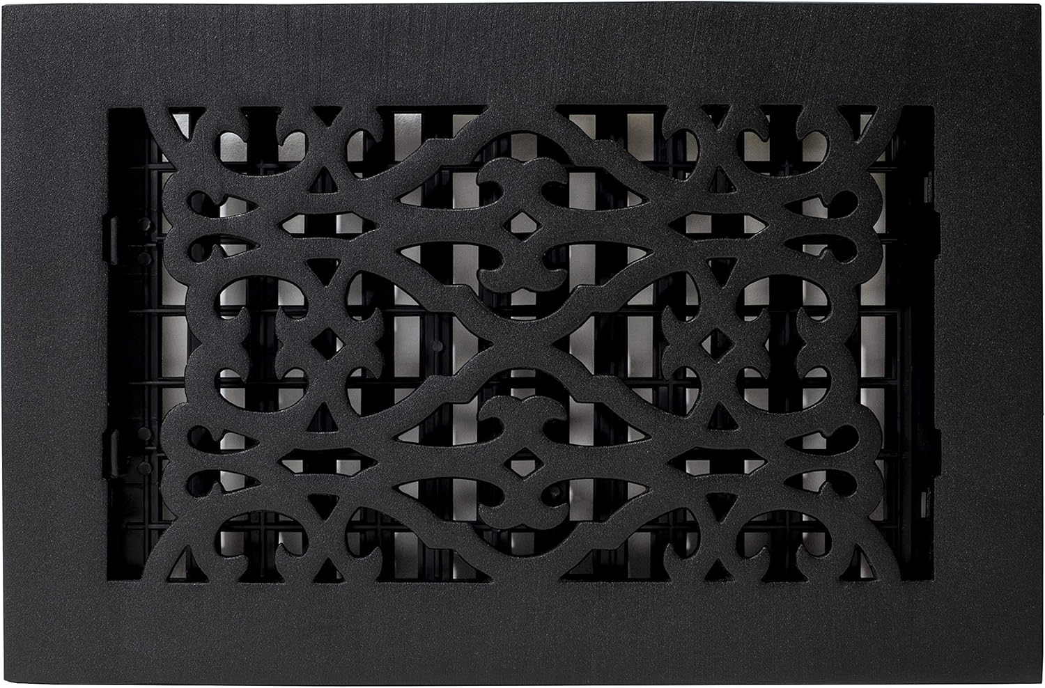 Decor Grates Cast Iron Victorian Decorative Air Vent Cover 6x10 Floor Register – Adjustable Control Lever – AC Floor Vent Covers for Home Floor Vents – Fits 6 x 10 Inch Opening – Black (AC610-BLK)