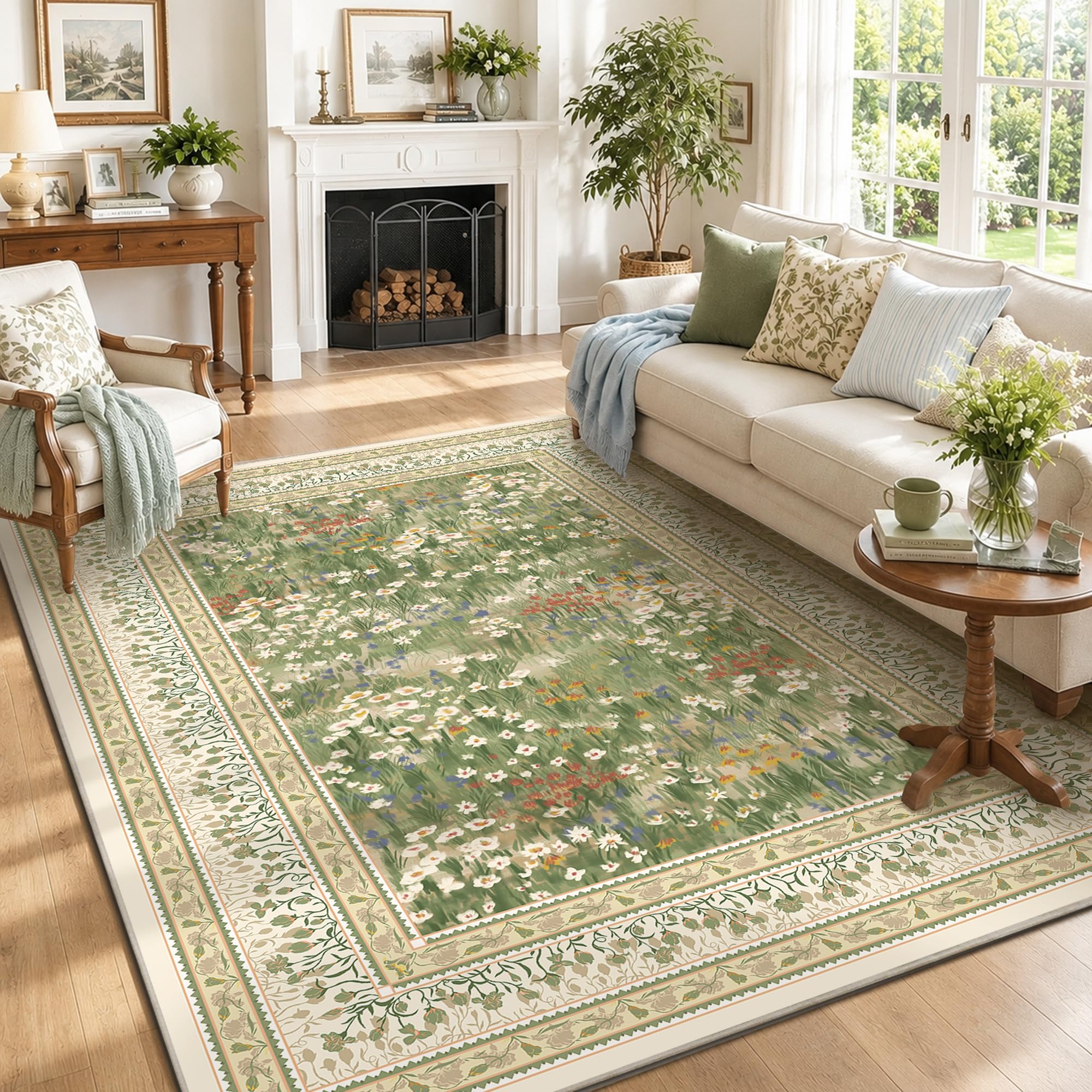 5x7 Floral Vintage Boho Area Rug